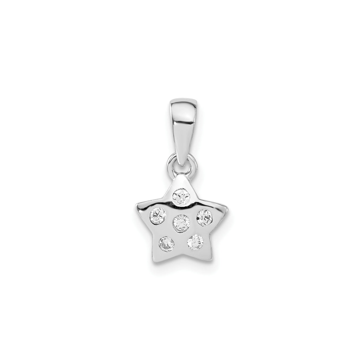 Sterling Silver Star Pendant with Cubic Zirconia, Celestial Charm Jewelry for Women