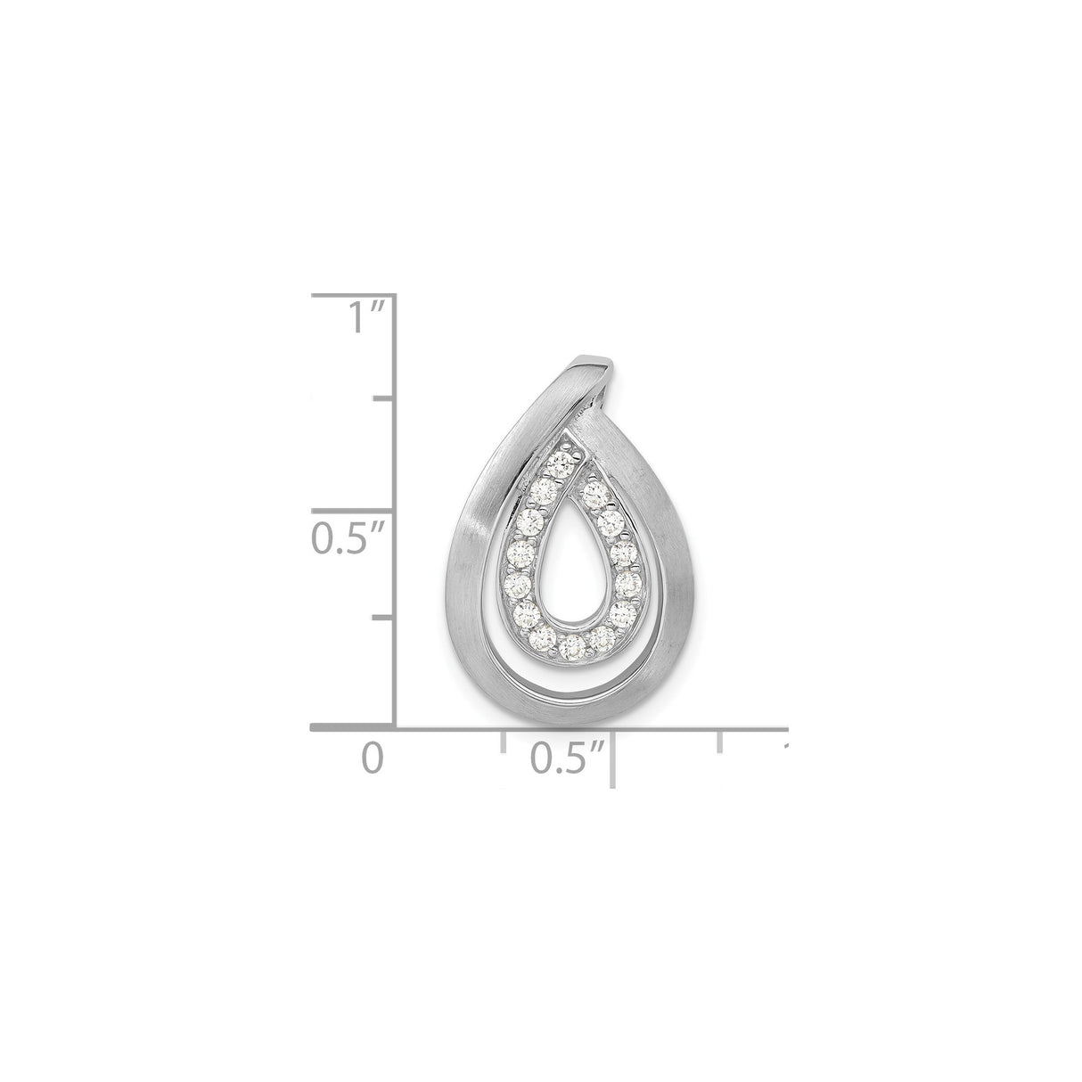 Sterling Silver Teardrop Pendant with Cubic Zirconia, Layered Open Design for Women