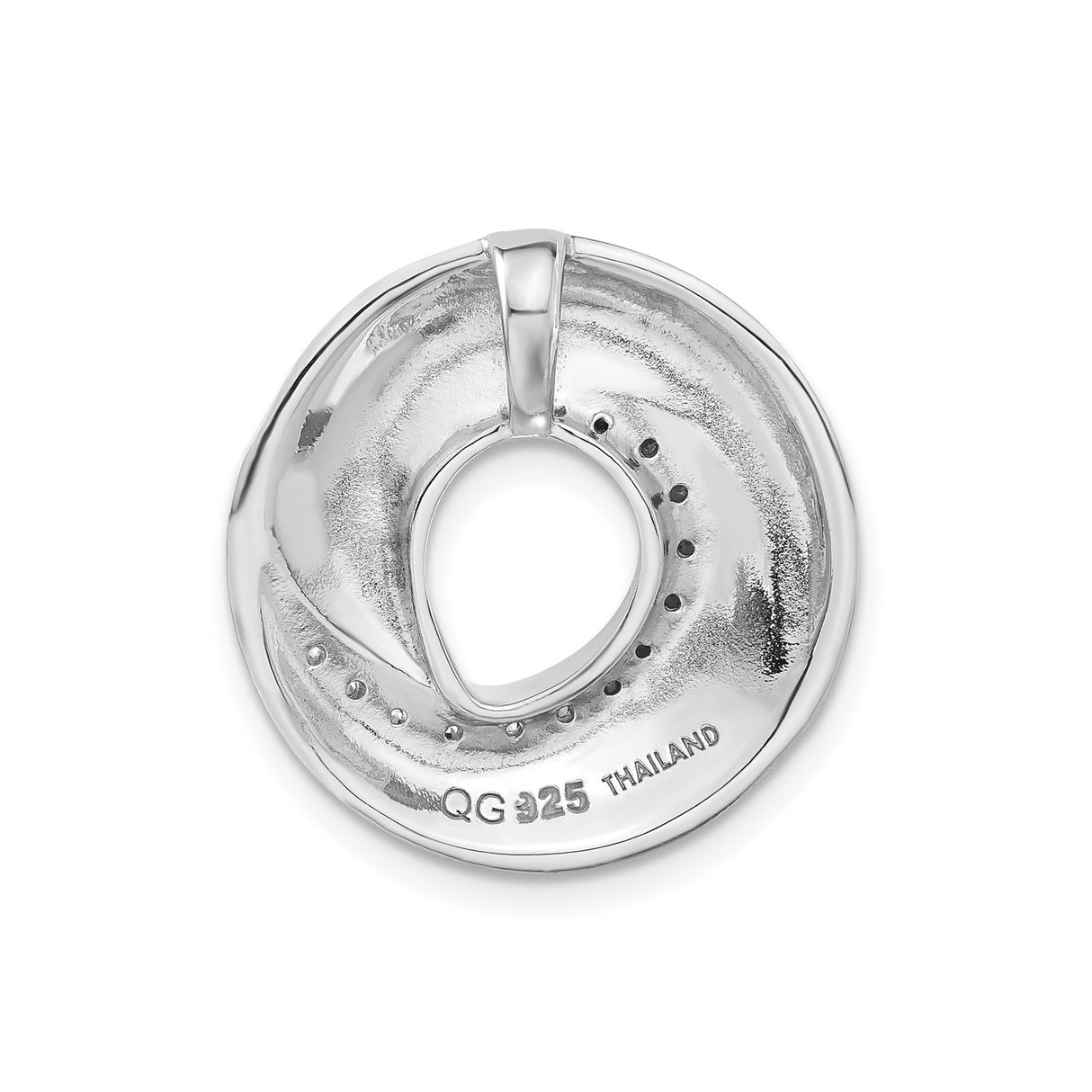 Sterling Silver Pendant with Cubic Zirconia, Swirl Wave Design, Modern Circle Charm for Women