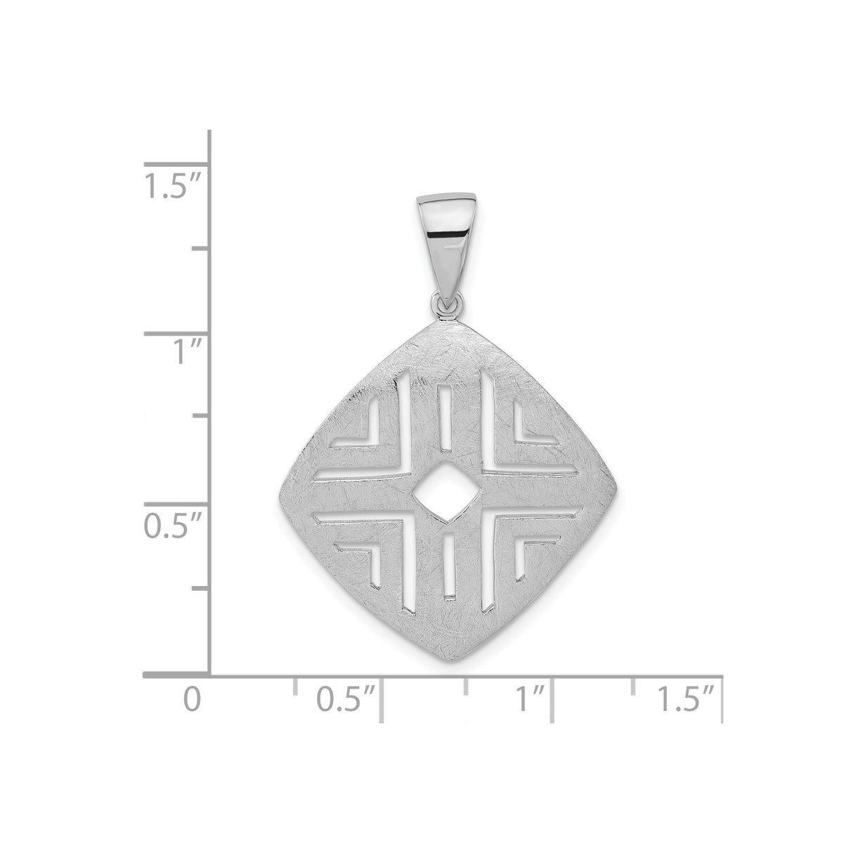 Sterling Silver Pendant with Geometric Diamond Cutout, Tribal Motif, Matte Finish