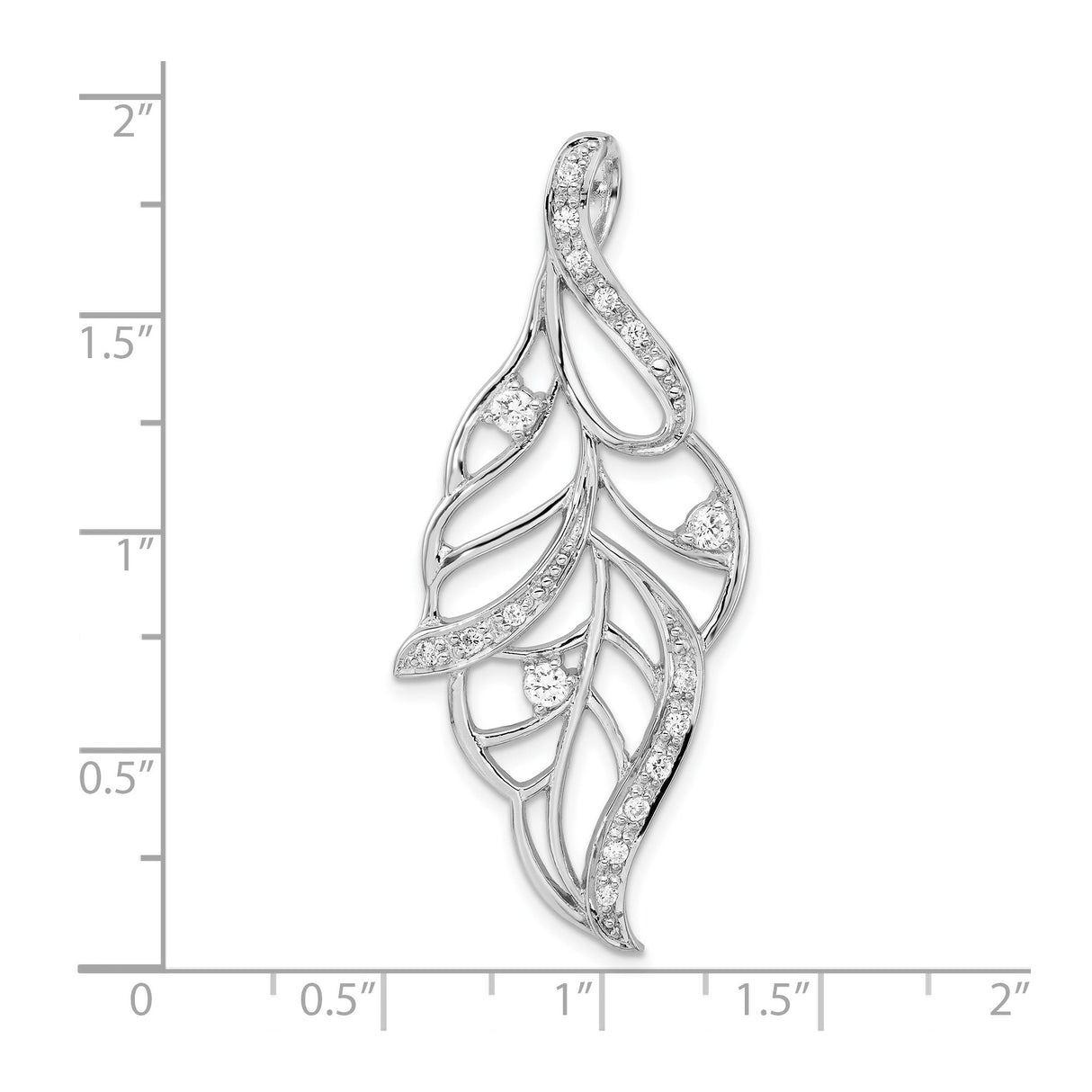 Sterling Silver Leaf Pendant with Cubic Zirconia, Nature-Inspired Openwork Design for Women