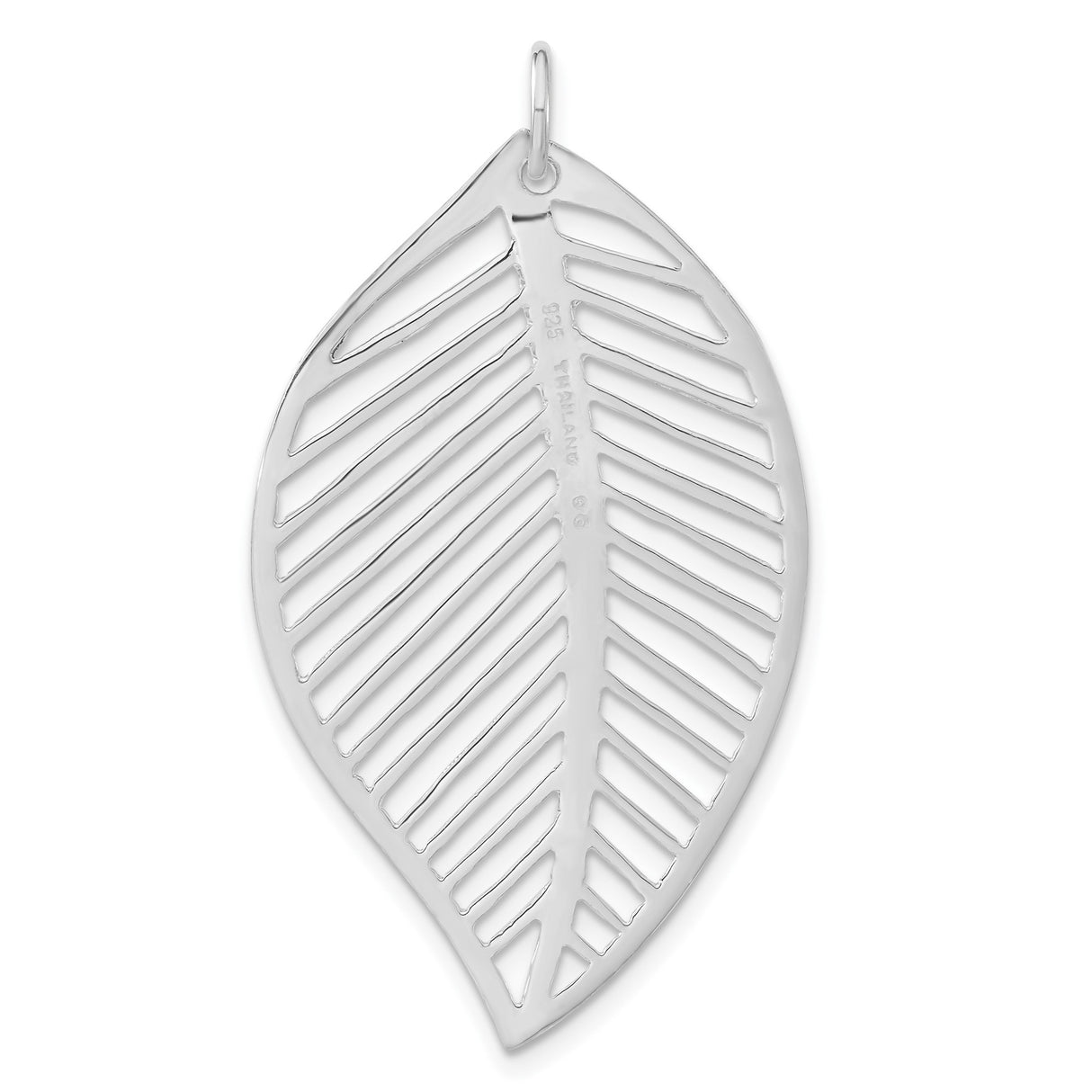 Sterling Silver Leaf Pendant with Openwork Botanical Design, Nature-Inspired Minimalist Jewelry for Women