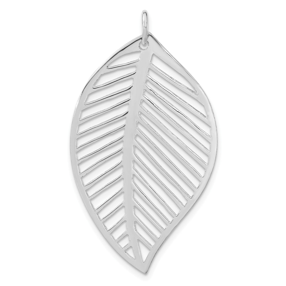 Sterling Silver Leaf Pendant with Openwork Botanical Design, Nature-Inspired Minimalist Jewelry for Women