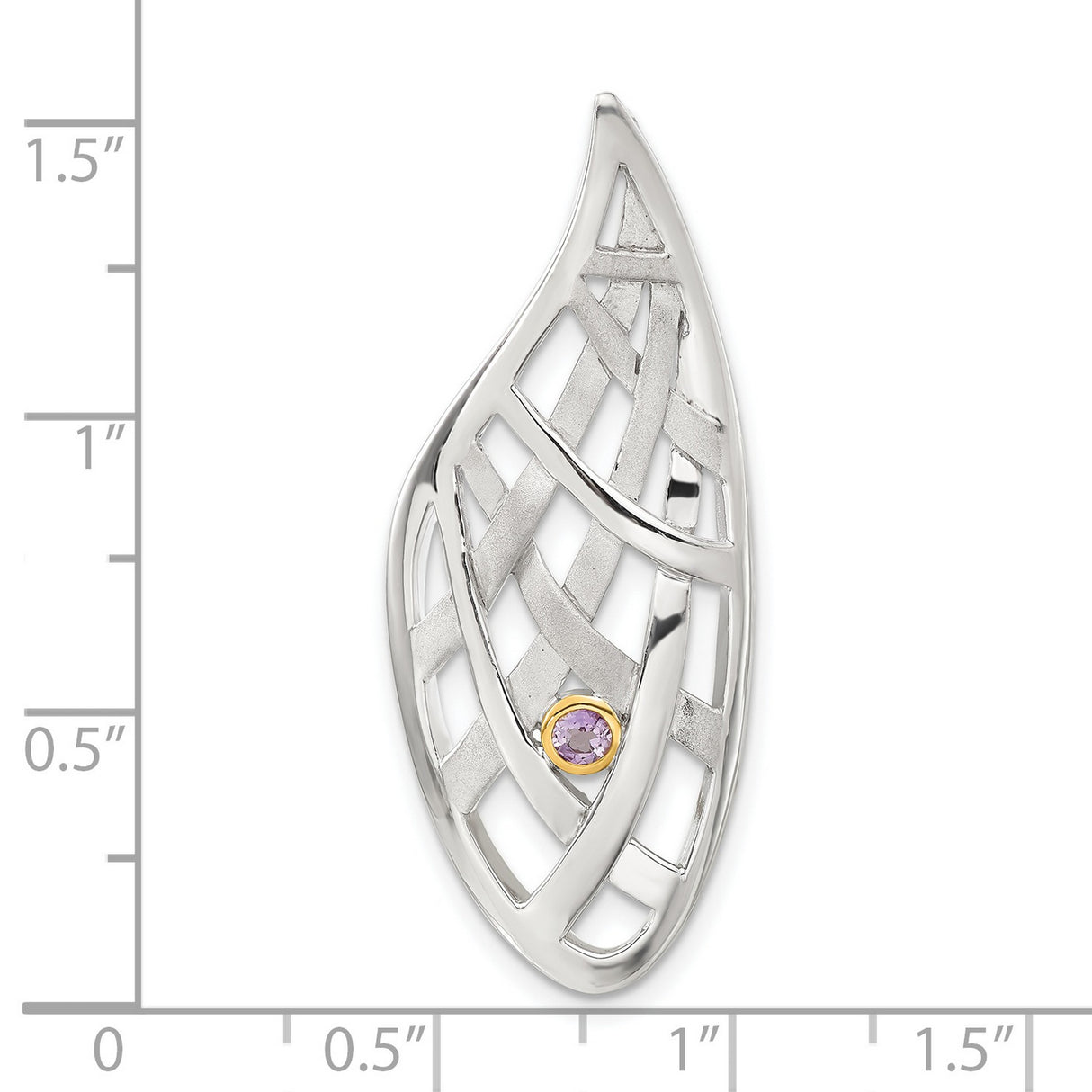 Gold Plated 9k Gold Accent AM Teardrop Criss Cross Slide Charm Pendant in Real 925 Sterling SIlver