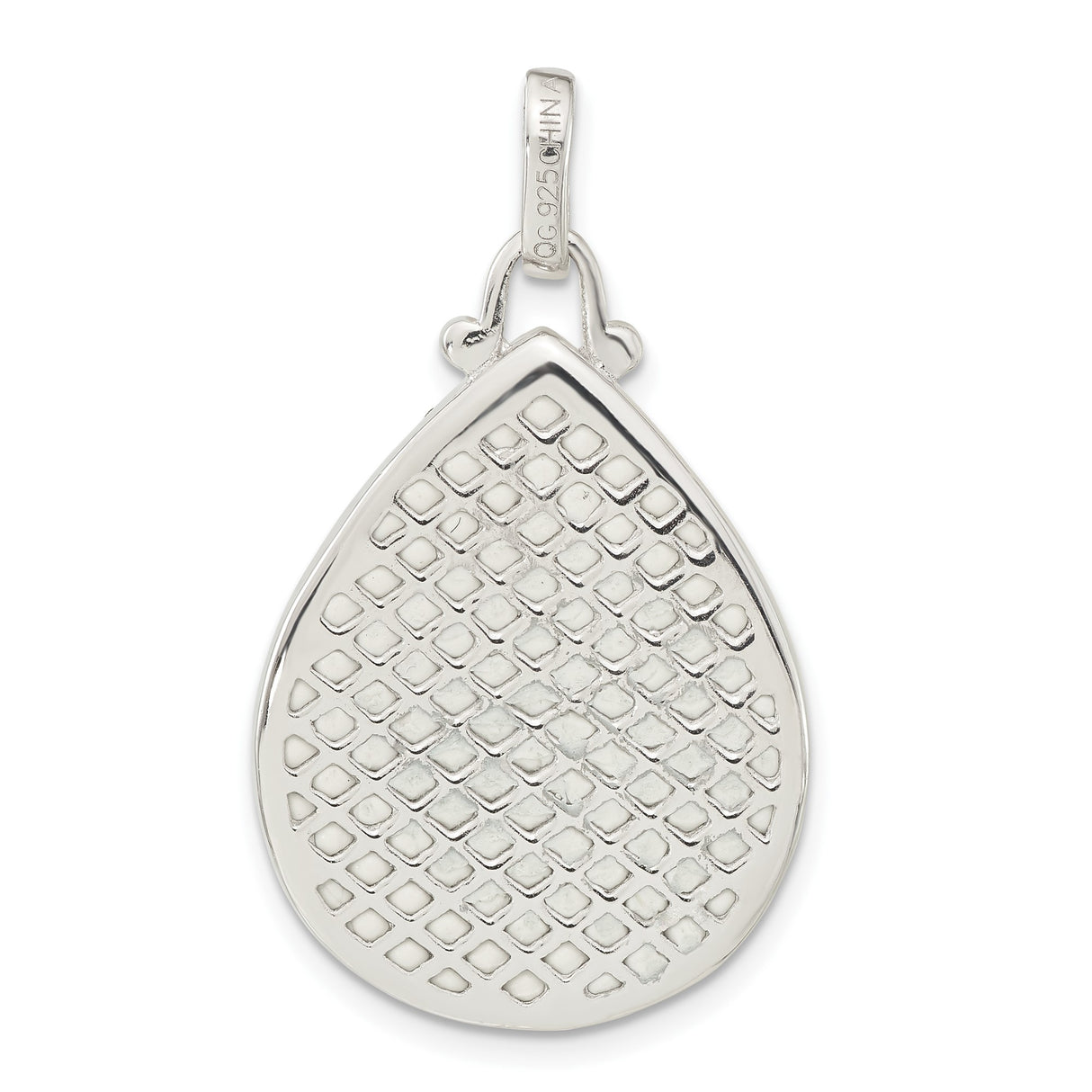 Sterling Silver Teardrop Pendant with Cubic Zirconia and Floral Crystal Accents for Women