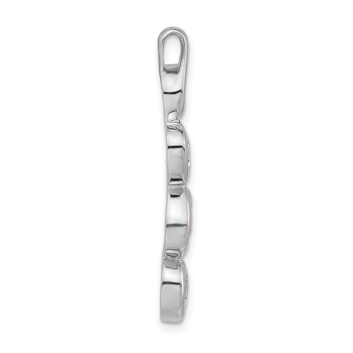 Sterling Silver Pendant with Cubic Zirconia, Four Oval Red Stones, Abstract Modern Design
