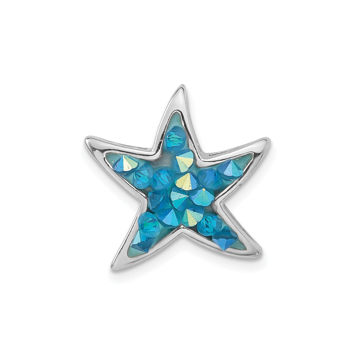 Sterling Silver Starfish Pendant with Blue Crystal, Nautical Ocean-Inspired Jewelry for Women