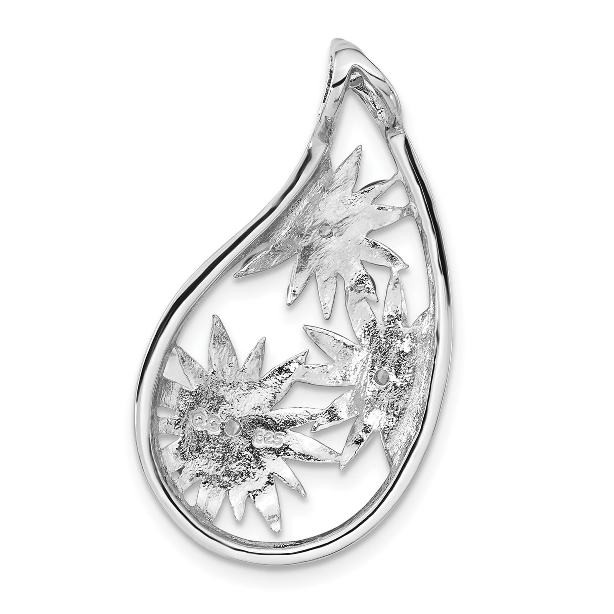 Sterling Silver Floral Pendant with Cubic Zirconia and Enamel Flowers, Nature-Inspired Design for Women
