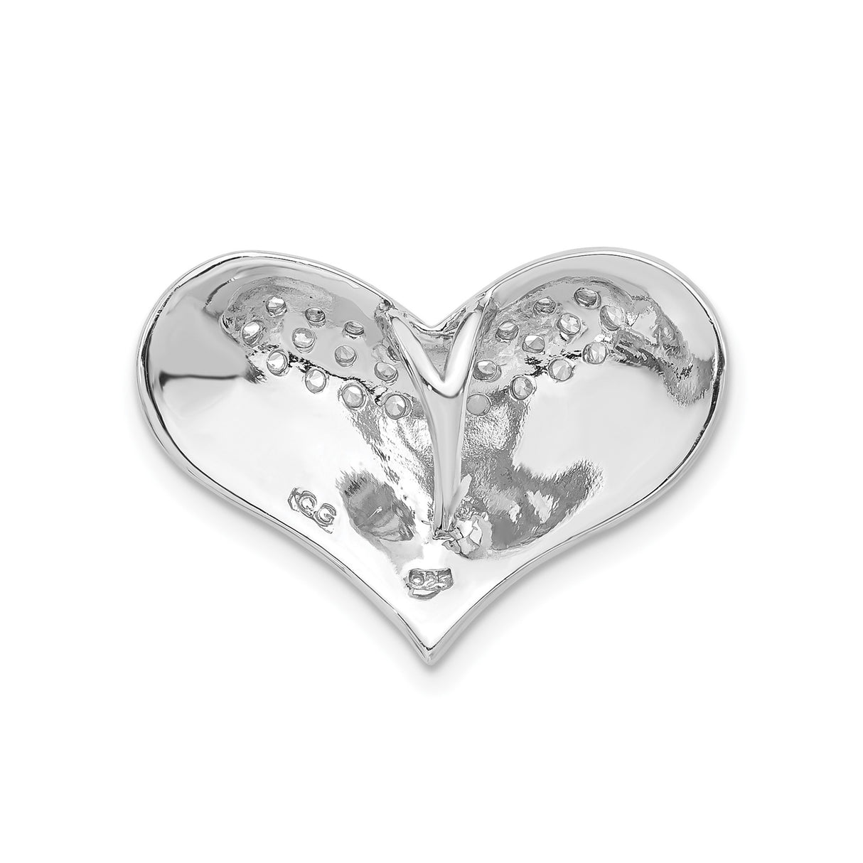 Sterling Silver Heart Shaped Brooch with Red Enamel and Cubic Zirconia Accents