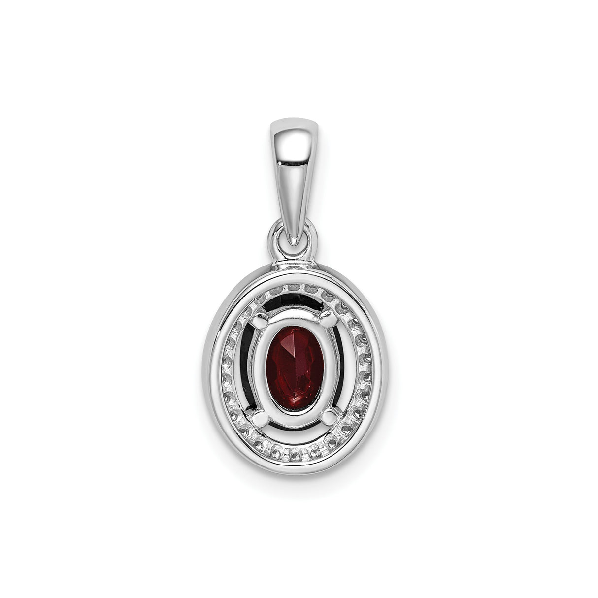 Sterling Silver Pendant with Garnet and Cubic Zirconia Halo, January Birthstone Jewelry