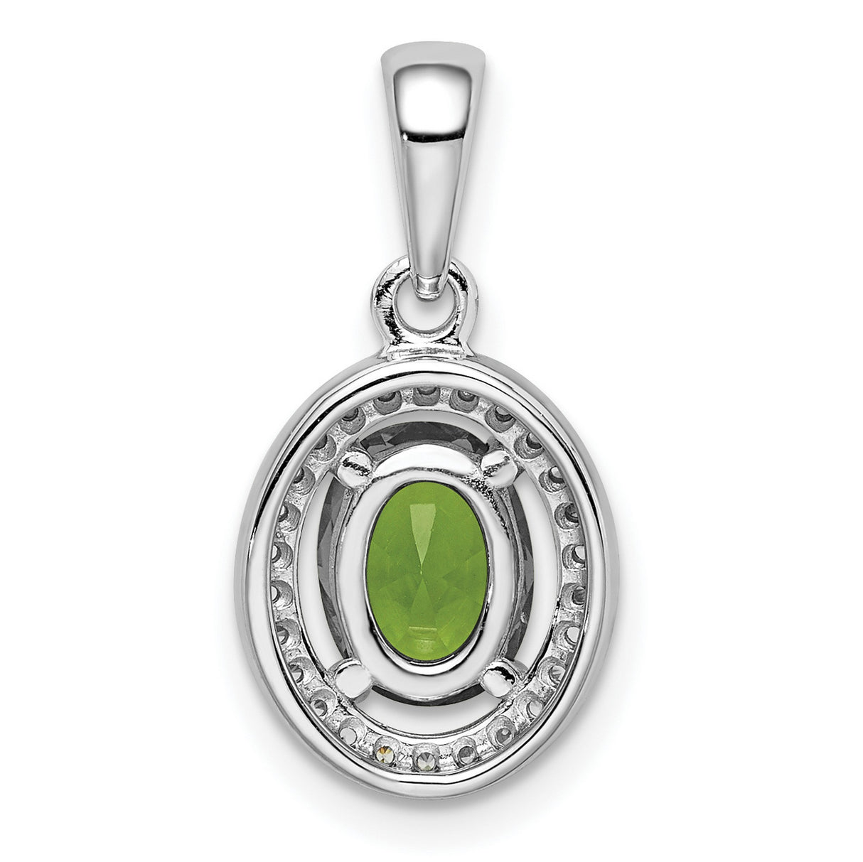 Sterling Silver Pendant with Peridot and Cubic Zirconia Halo Design for Women