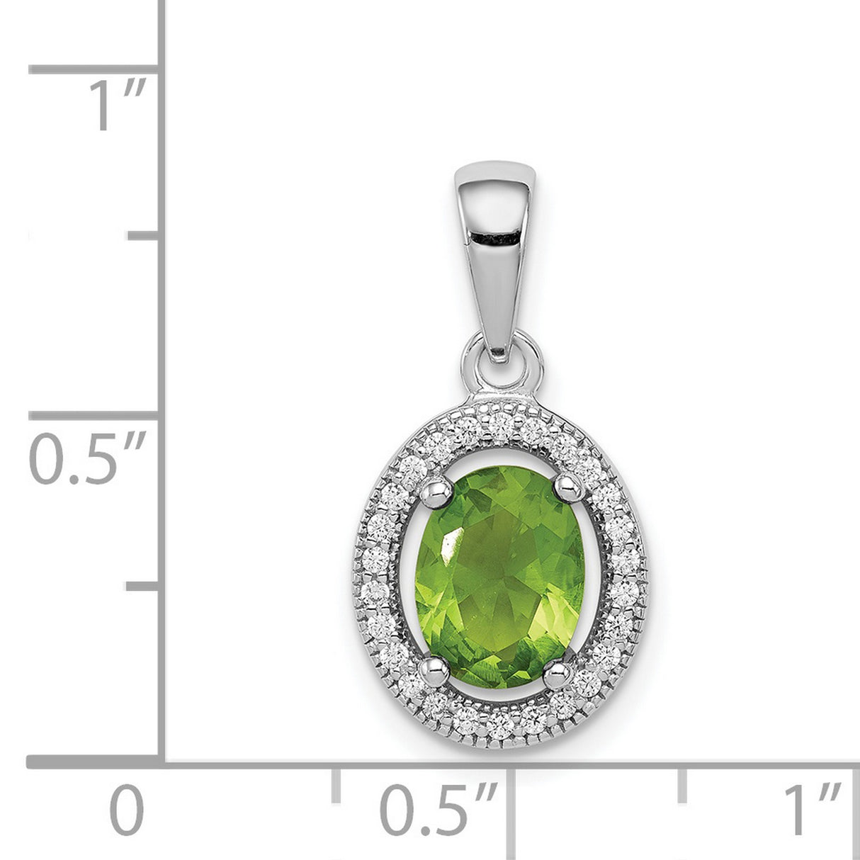 Sterling Silver Pendant with Peridot and Cubic Zirconia Halo Design for Women