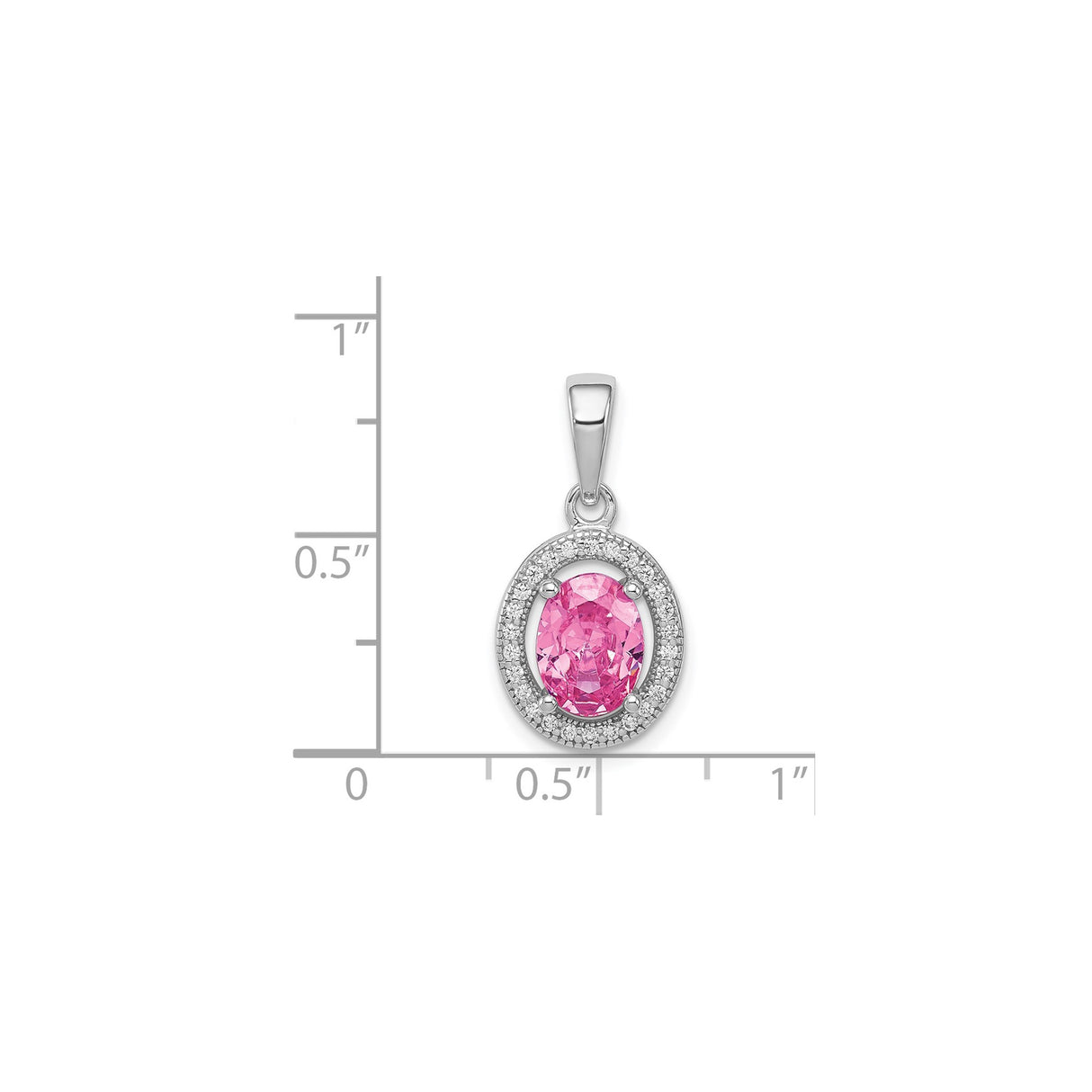 Sterling Silver Pendant with Pink Gemstone and Cubic Zirconia Halo Design for Women