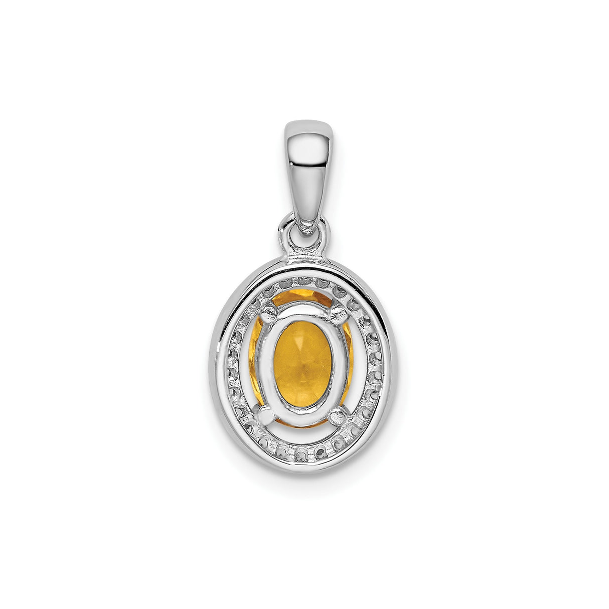 Sterling Silver Pendant with Faceted Yellow Cubic Zirconia and Clear Halo