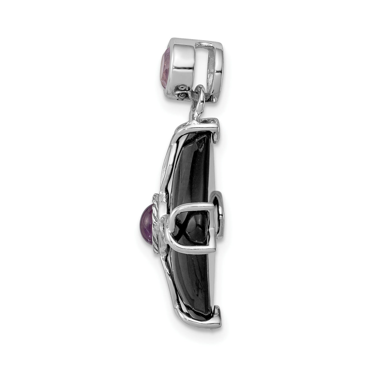 Sterling Silver Celtic Knot Pendant with Amethyst and Black Onyx Cross Motif