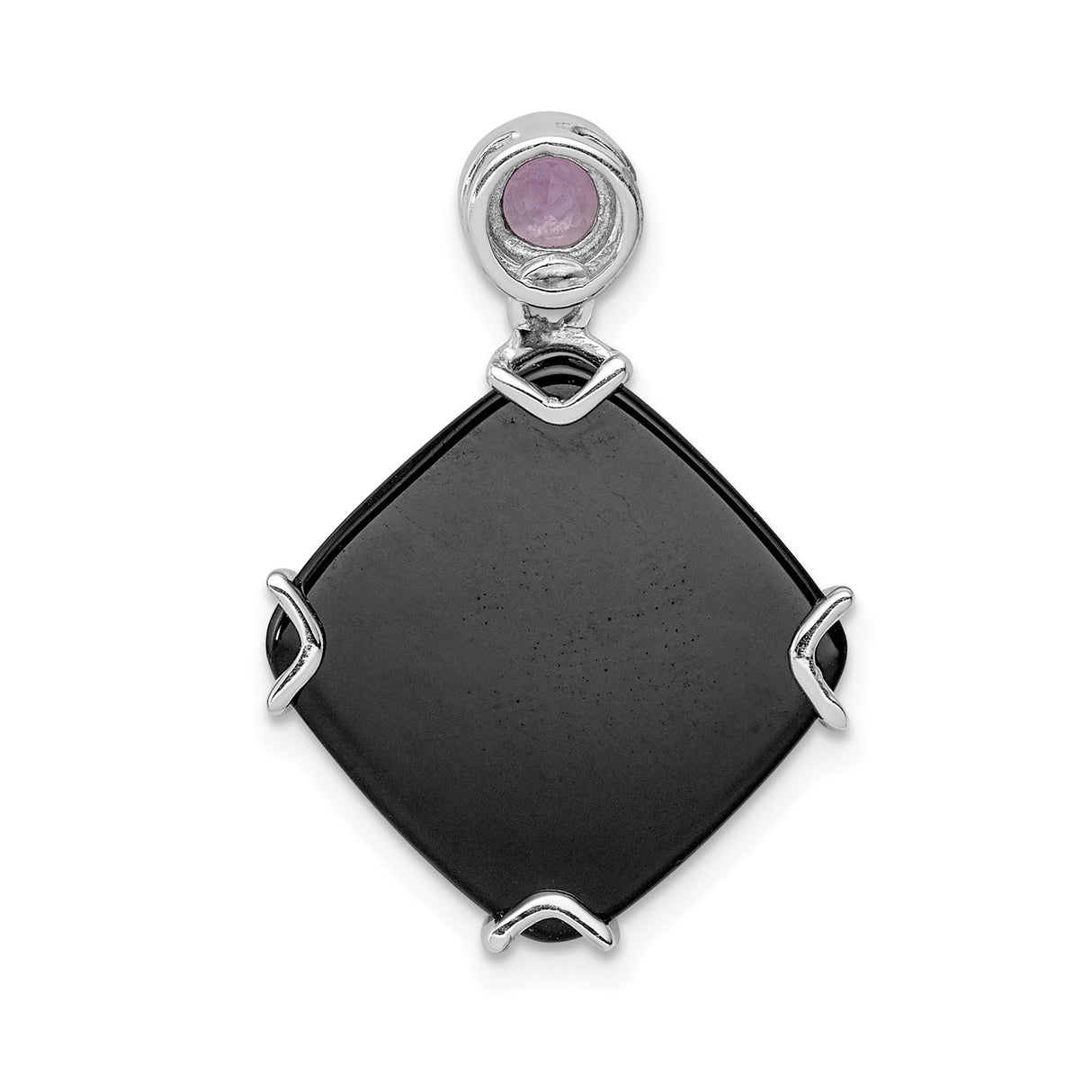 Sterling Silver Celtic Knot Pendant with Amethyst and Black Onyx Cross Motif