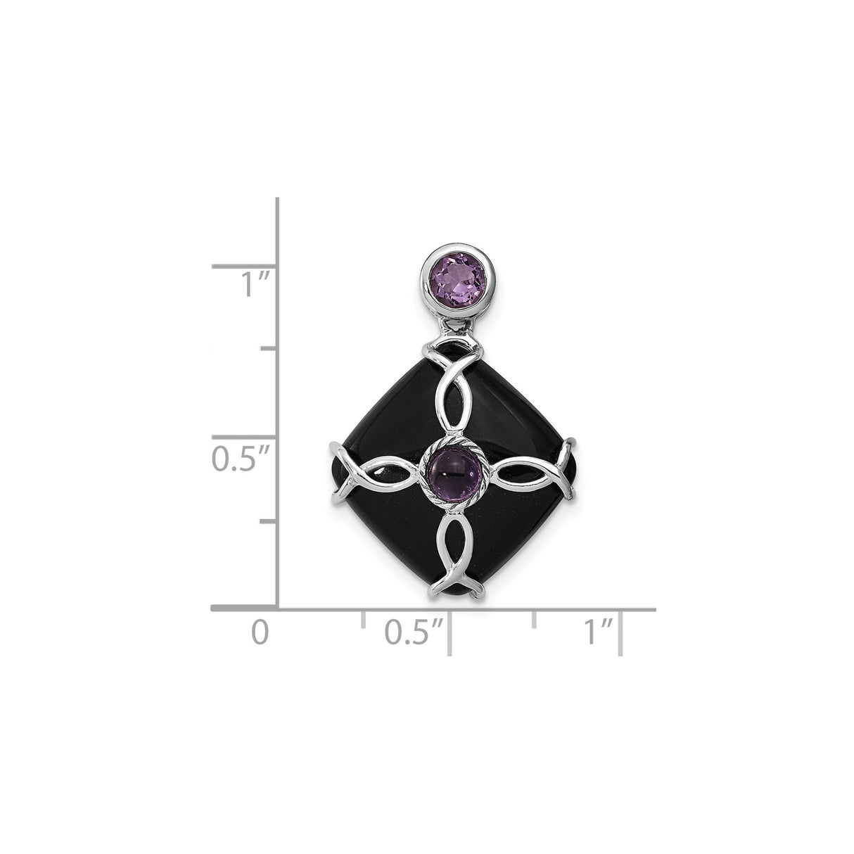 Sterling Silver Celtic Knot Pendant with Amethyst and Black Onyx Cross Motif