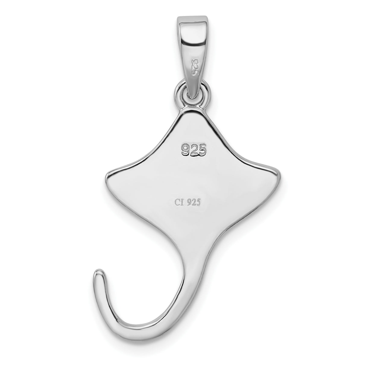 Sterling Silver Manta Ray Pendant with Lab Created Opal Inlay, Nautical Ocean Theme Jewelry