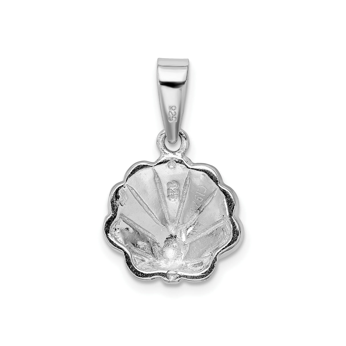 Sterling Silver Seashell Pendant with Lab Created Blue Opal, Nautical Travel Charm