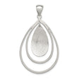 Sterling Silver Teardrop Pendant with Textured Inner Drop and Open Frame Design for Women