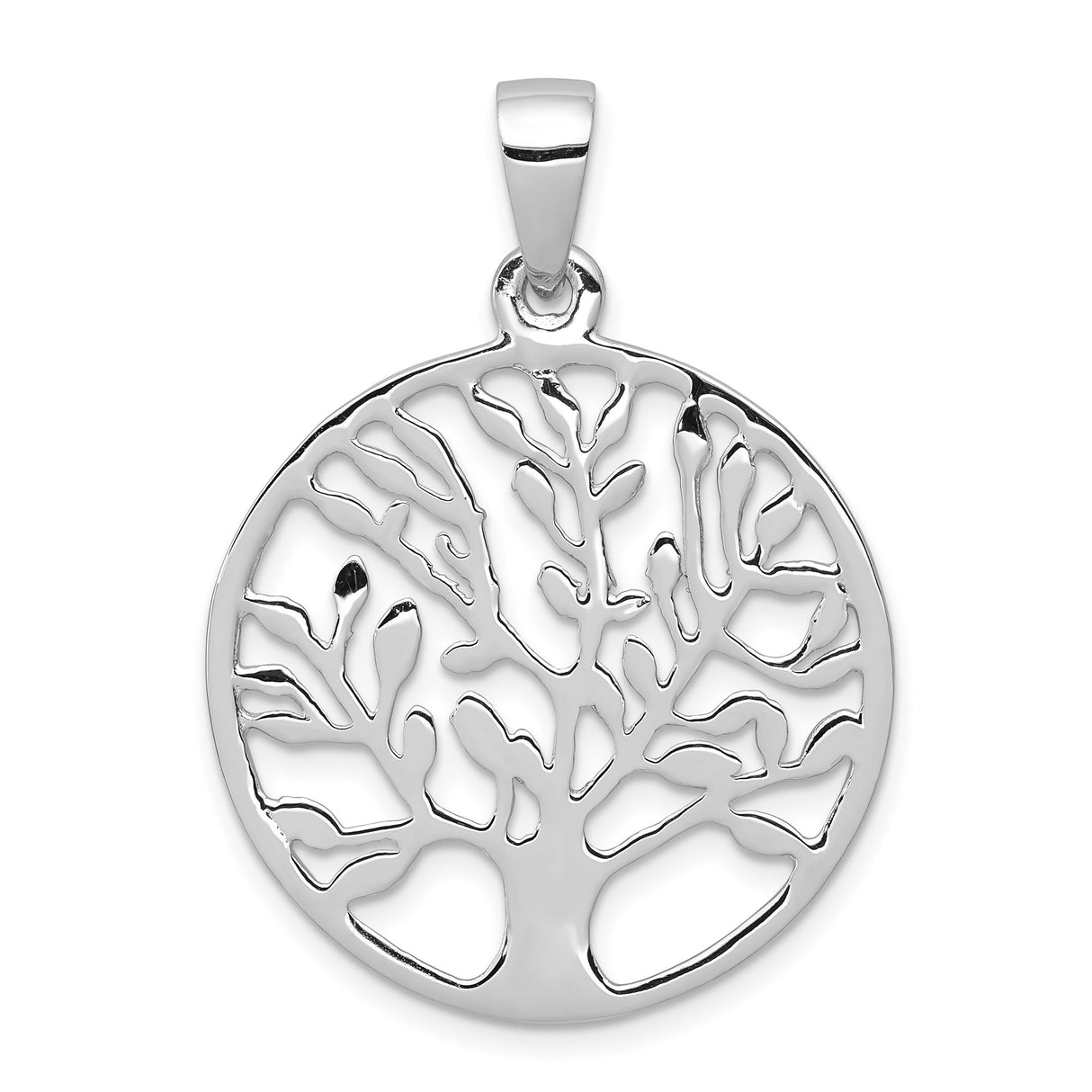 Sterling Silver Tree of Life Pendant with Openwork Round Frame, Celtic Boho Style for Women