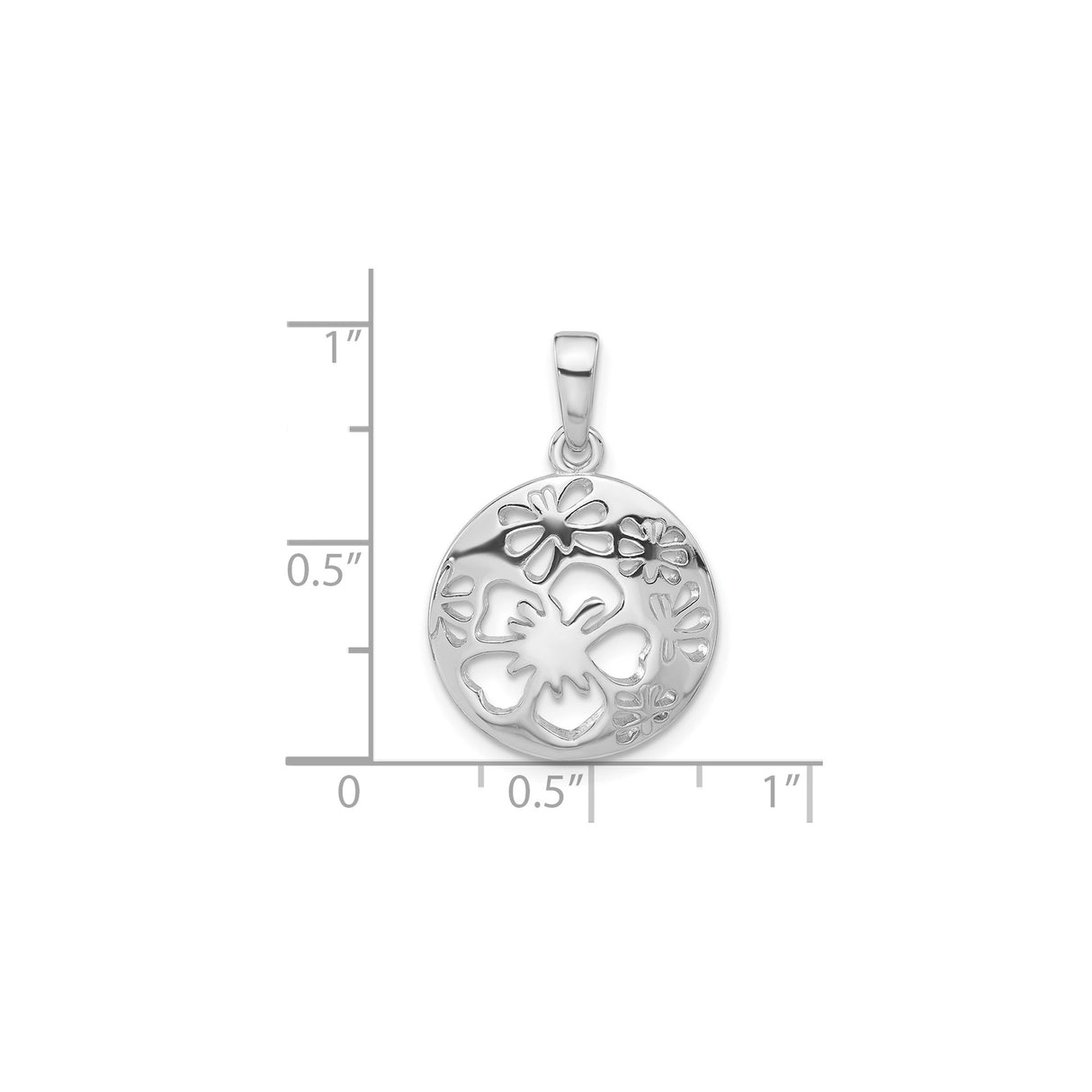 Sterling Silver Floral Circle Pendant with Cutout Flower Design, Nature-Inspired Jewelry for Women