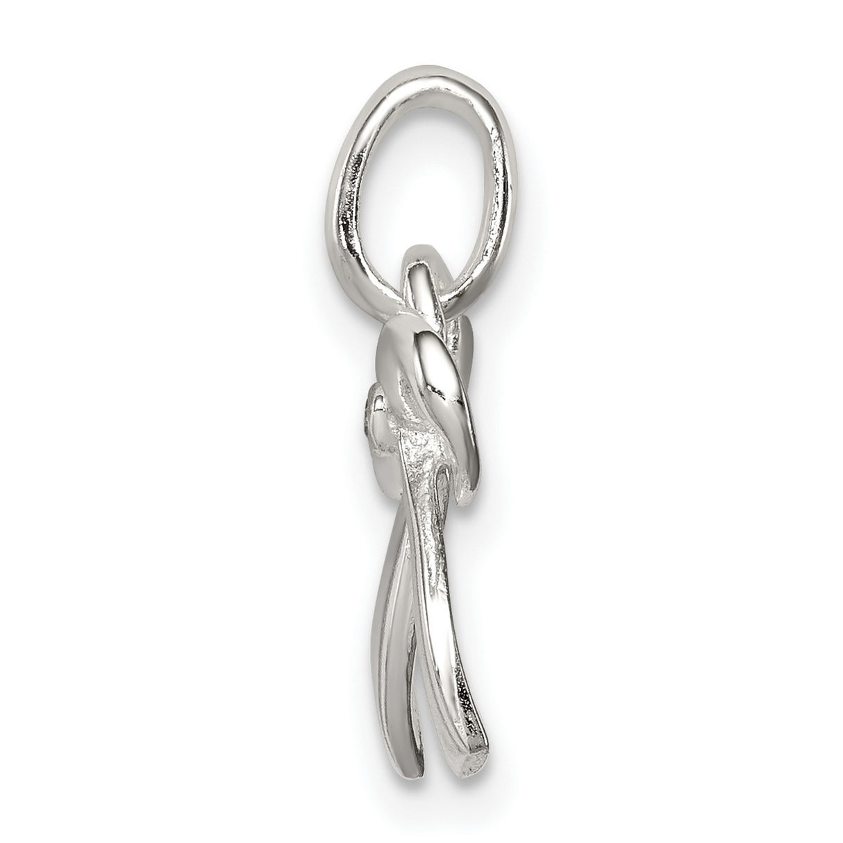 Polished Diamond Bow Charm Pendant in Real 925 Sterling Silver