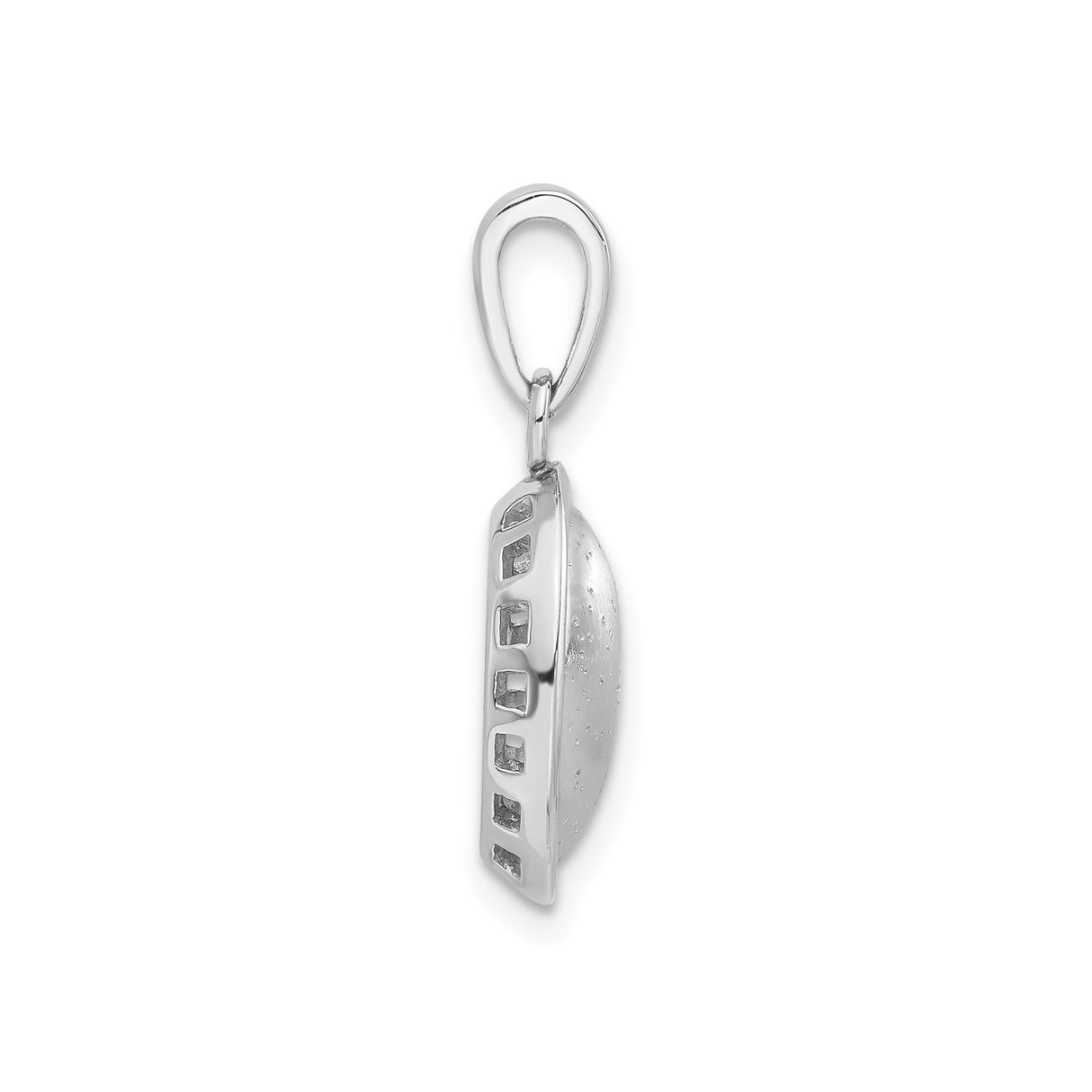 Sterling Silver Oval Pendant with Brushed Center and Polished Border, Unisex Minimalist Charm