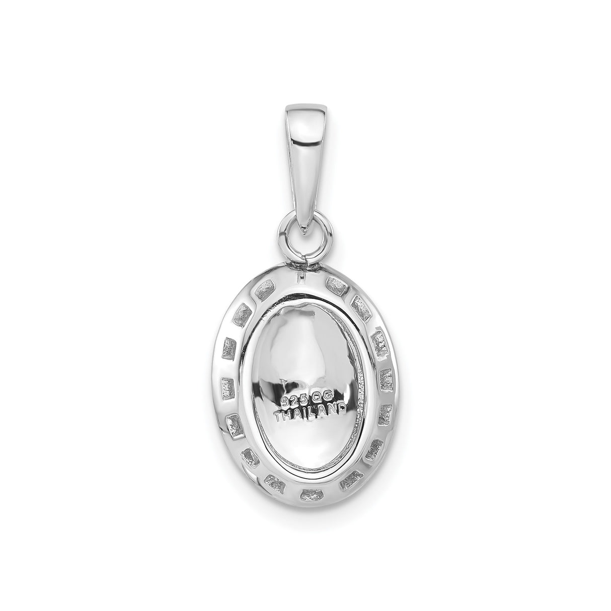Sterling Silver Oval Pendant with Brushed Center and Polished Border, Unisex Minimalist Charm