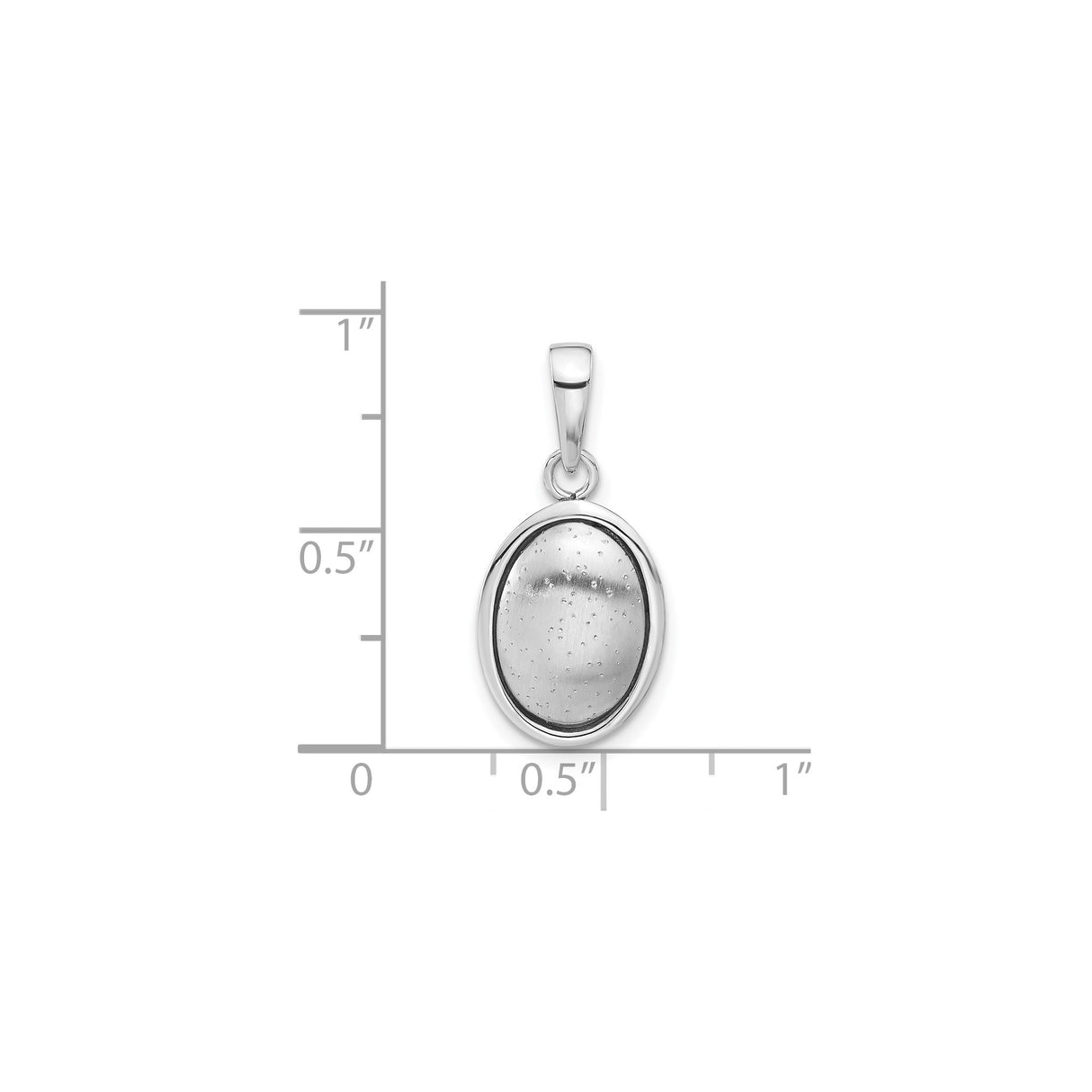 Sterling Silver Oval Pendant with Brushed Center and Polished Border, Unisex Minimalist Charm