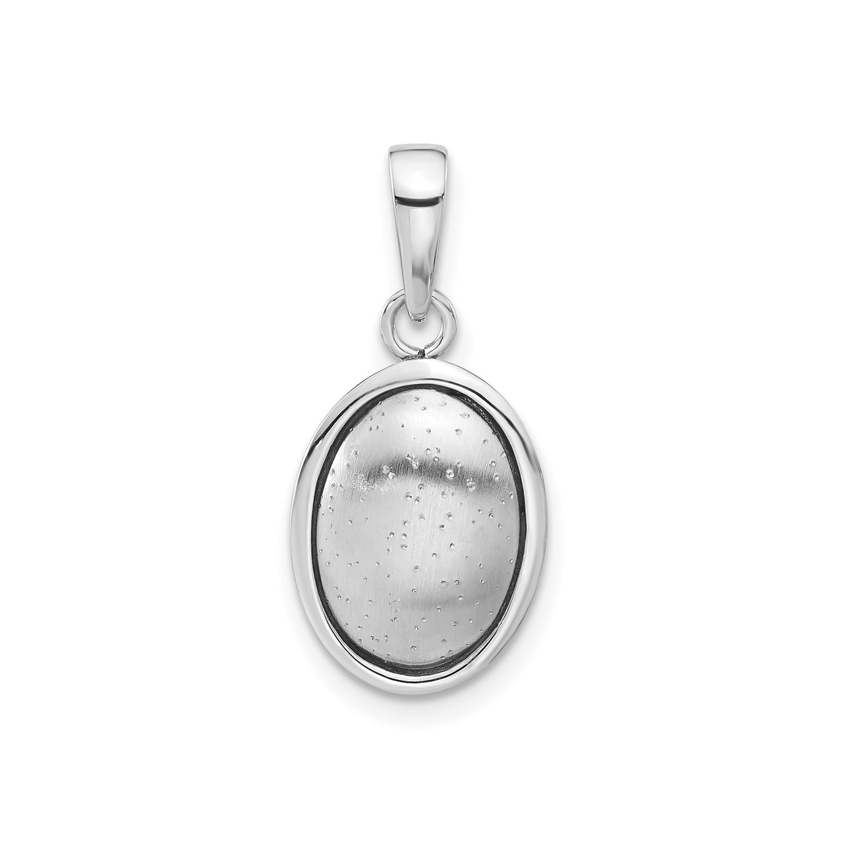 Sterling Silver Oval Pendant with Brushed Center and Polished Border, Unisex Minimalist Charm