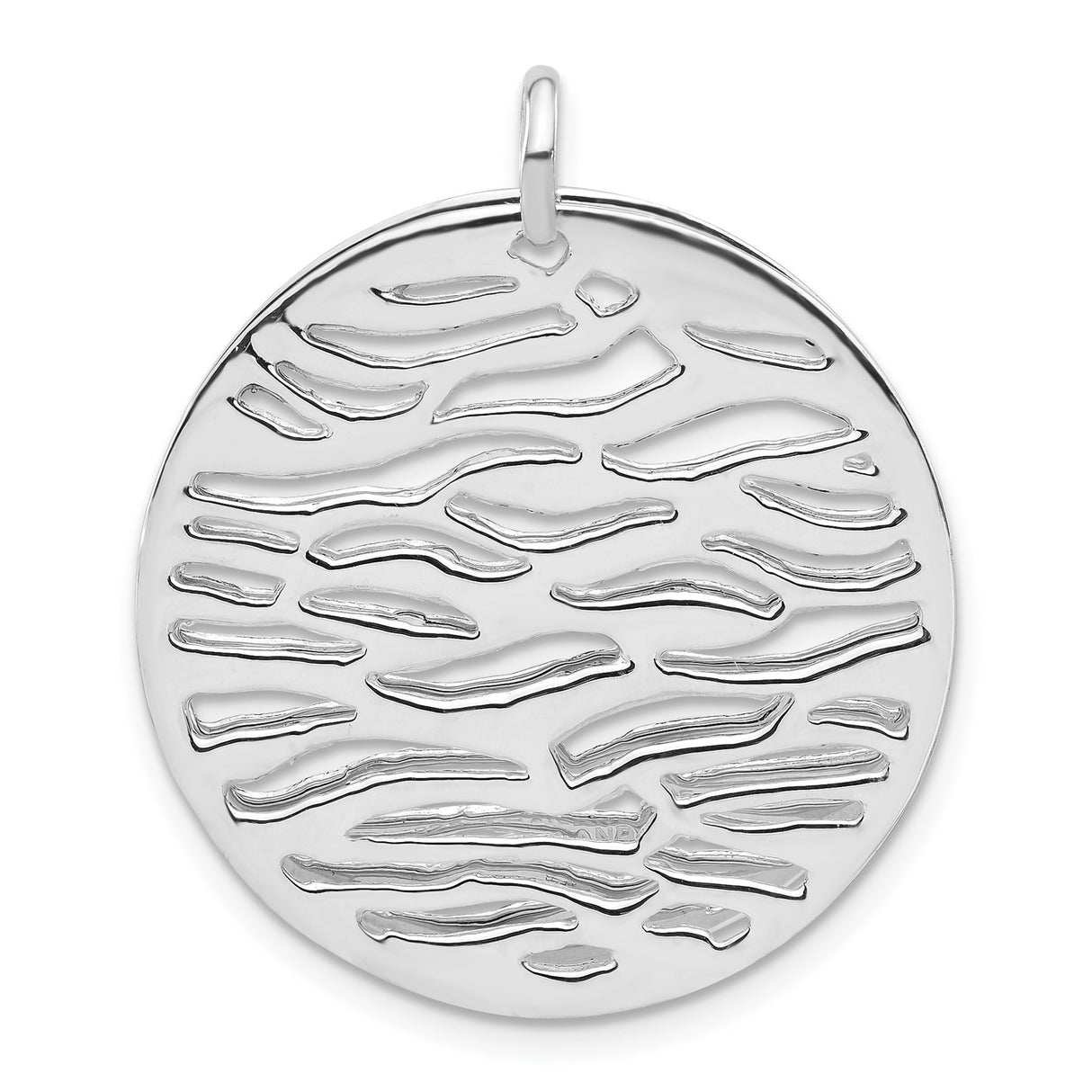 Sterling Silver Wave Pendant with Textured Ripple Disc, Abstract Nature-Inspired Design