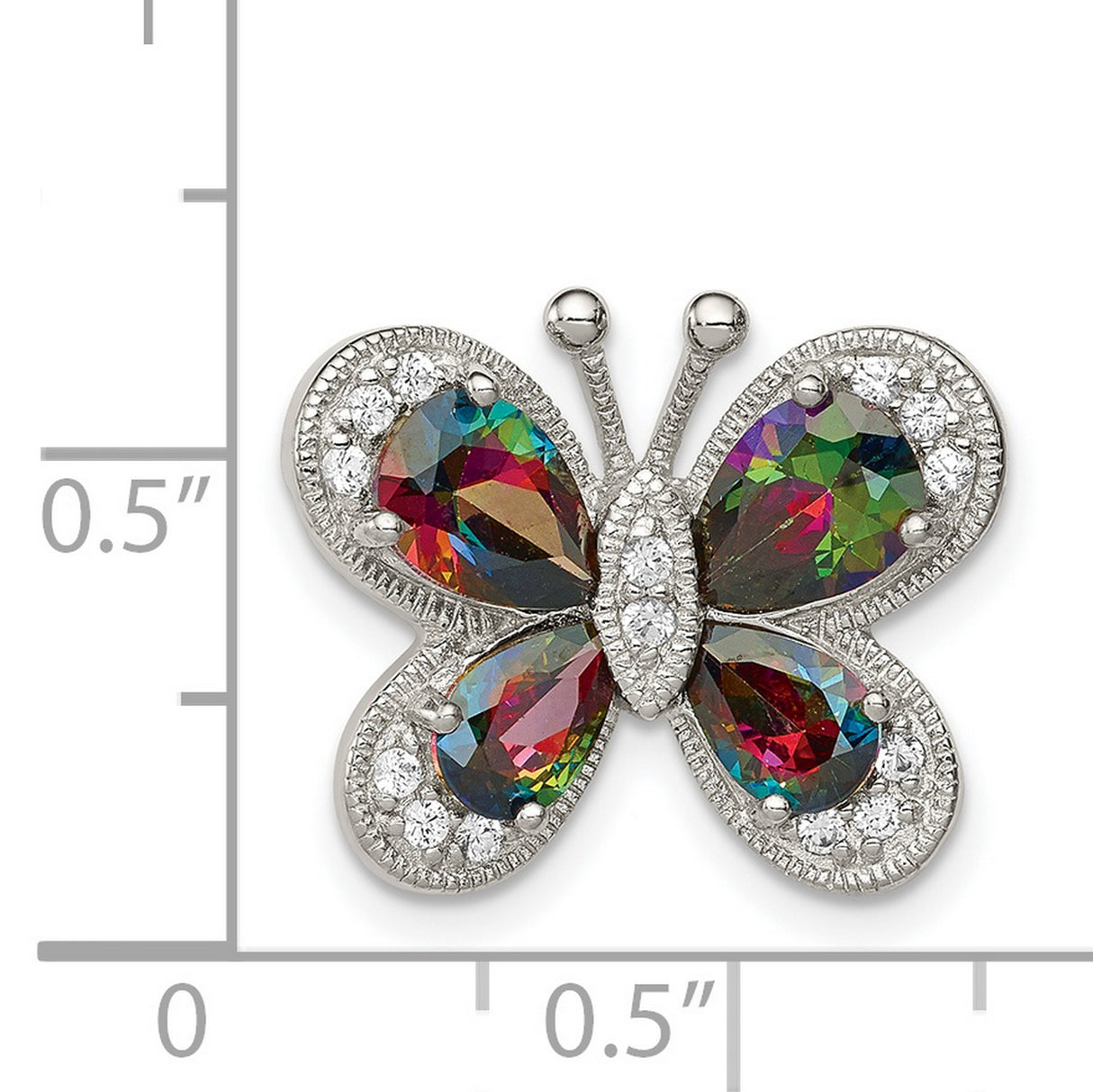 Sterling Silver Butterfly Pendant with Mystic Topaz and Cubic Zirconia, Nature Inspired Jewelry for Women