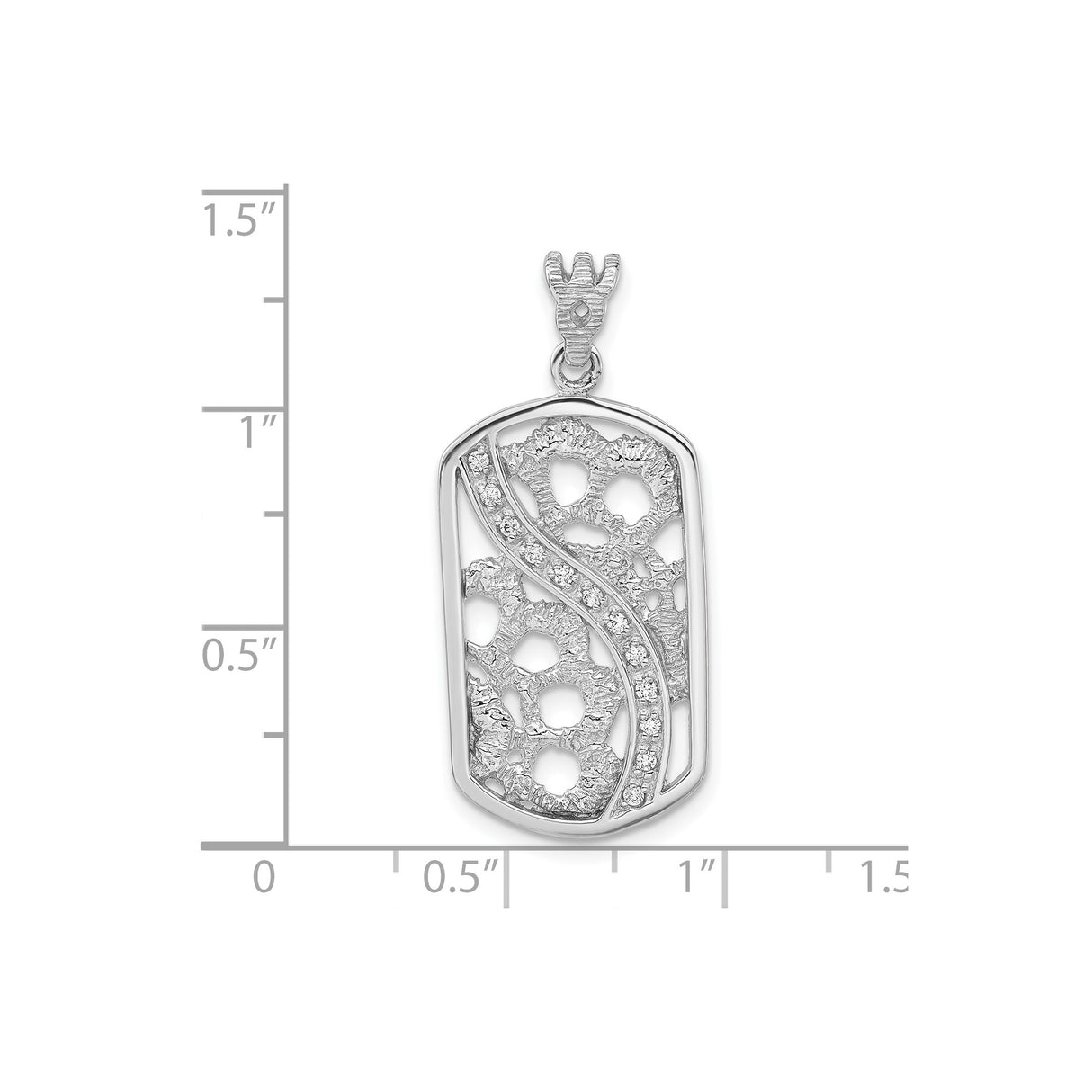 Sterling Silver Pendant with Cubic Zirconia, Abstract Floral Lace and Openwork Design