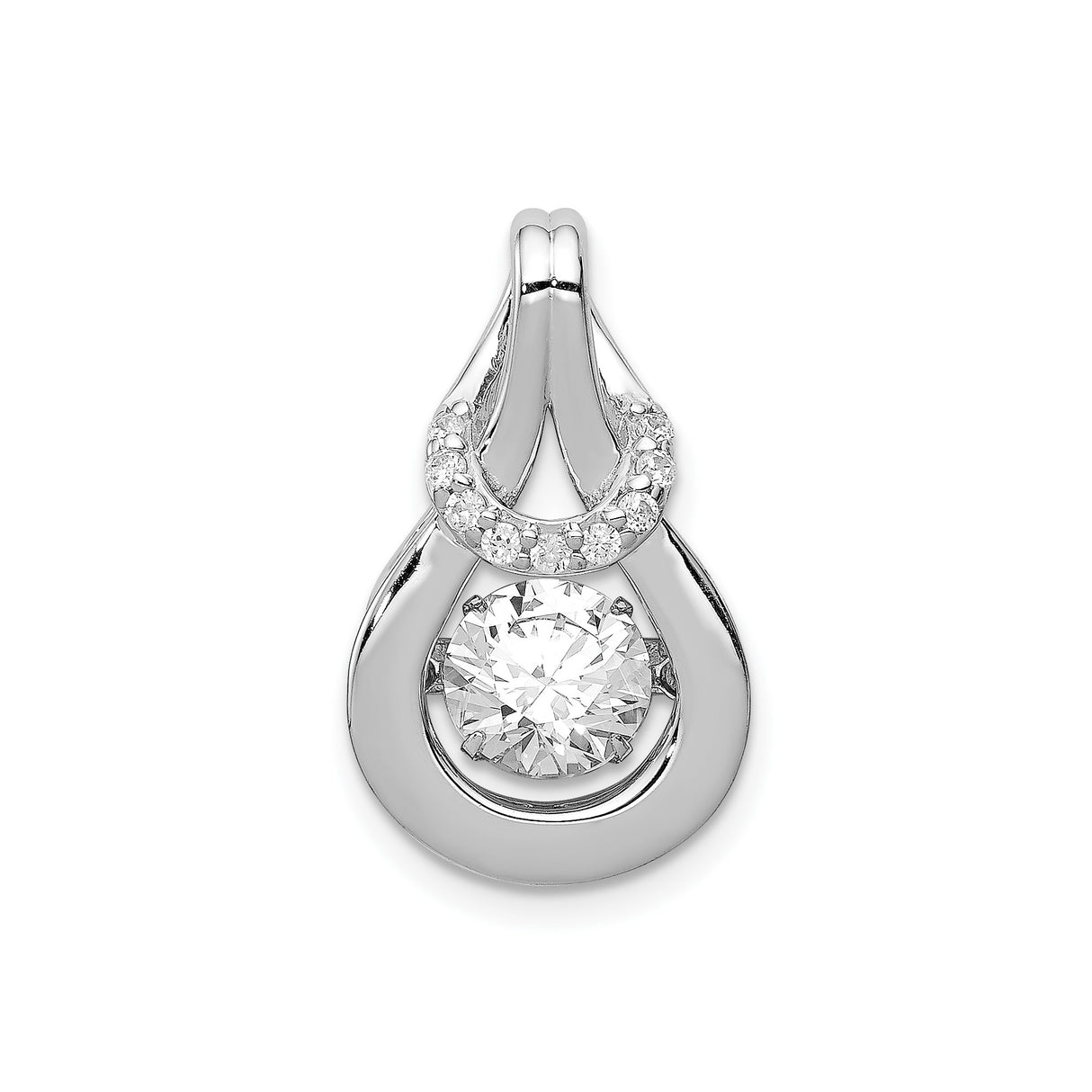 Sterling Silver Teardrop Pendant with Cubic Zirconia and Accent Stones, Modern Minimalist Design