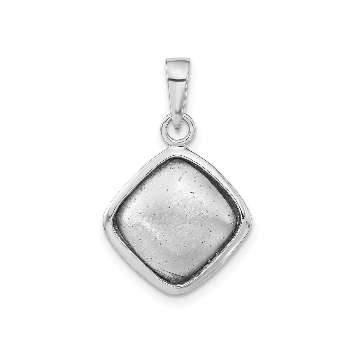 Sterling Silver Cushion Pendant with Brushed Center and Polished Edge, Modern Minimalist Design