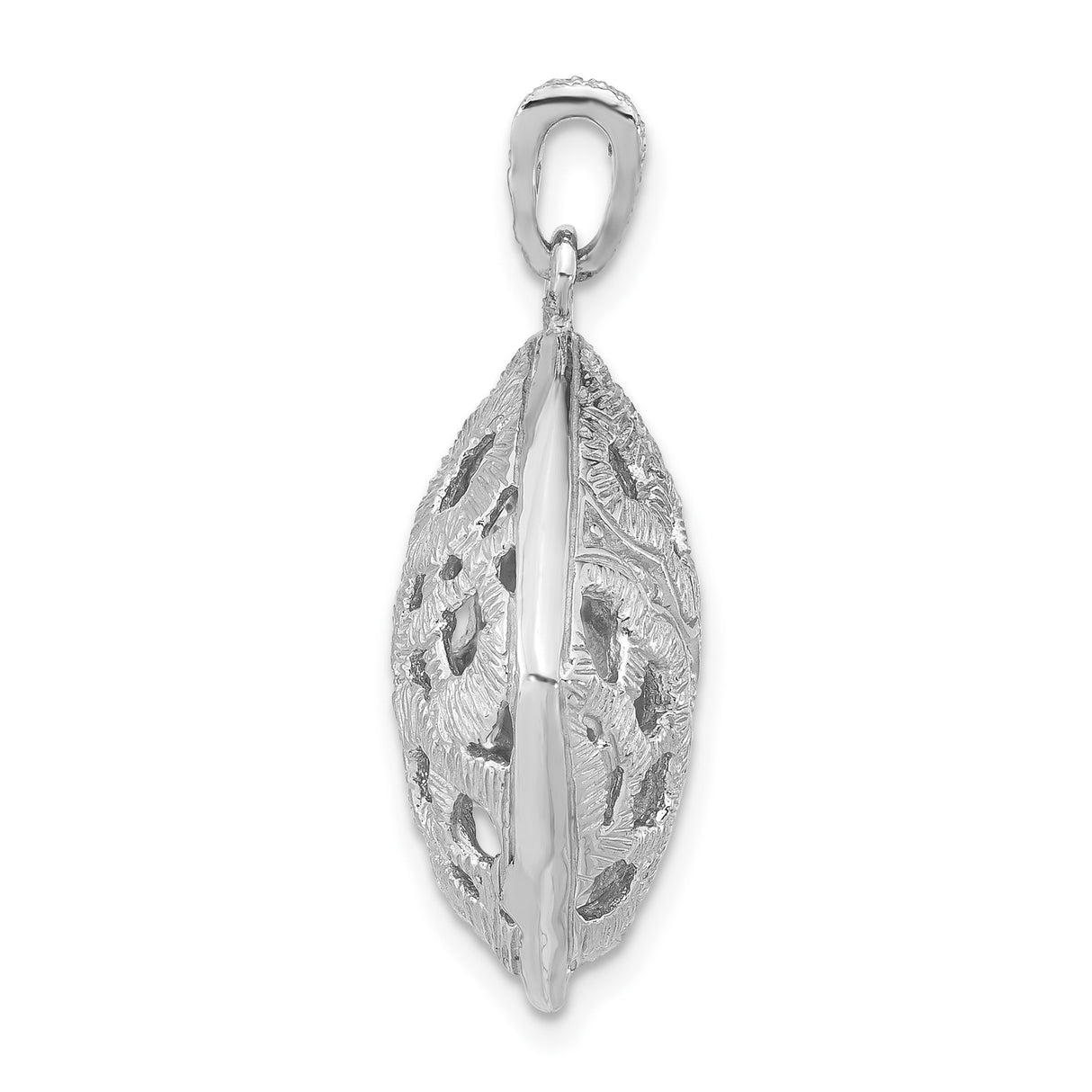 Sterling Silver Pendant with Crystal, Floral Cutout Design and Geometric Diamond Shape