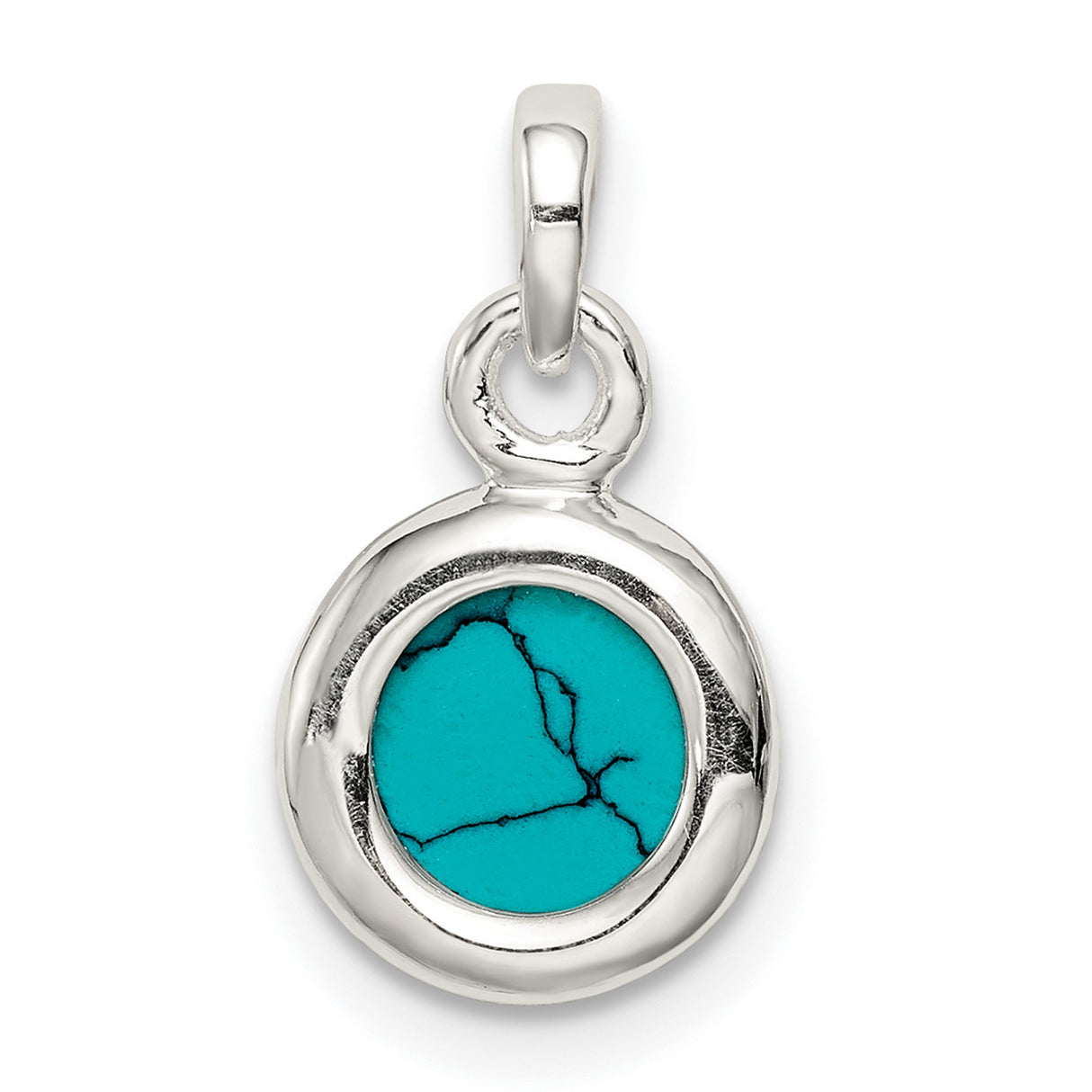 Sterling Silver Pendant with Turquoise Cabochon, Natural Matrix Design, Southwestern Boho Style