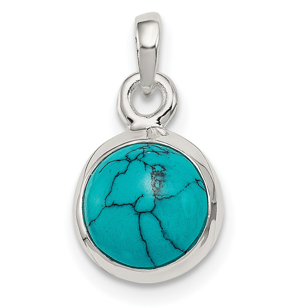Sterling Silver Pendant with Turquoise Cabochon, Natural Matrix Design, Southwestern Boho Style