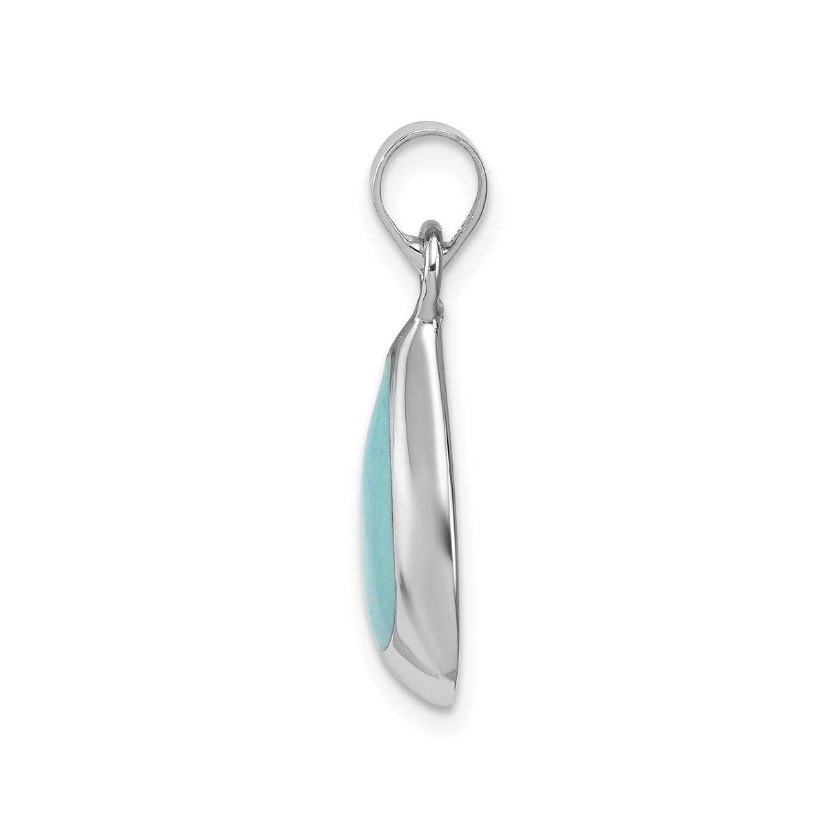 Sterling Silver Teardrop Pendant with Synthetic Turquoise, Minimalist Modern Design