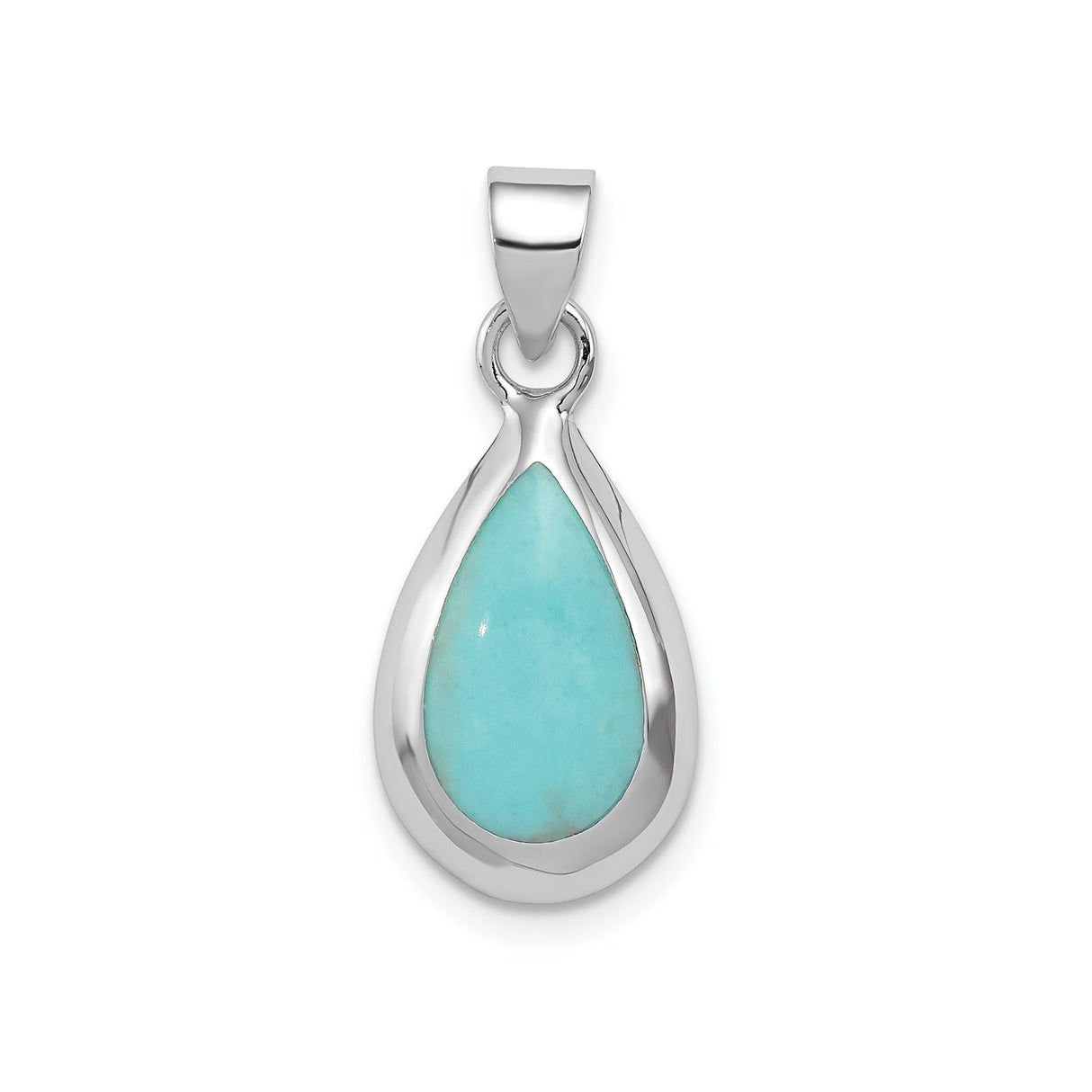 Sterling Silver Teardrop Pendant with Synthetic Turquoise, Minimalist Modern Design