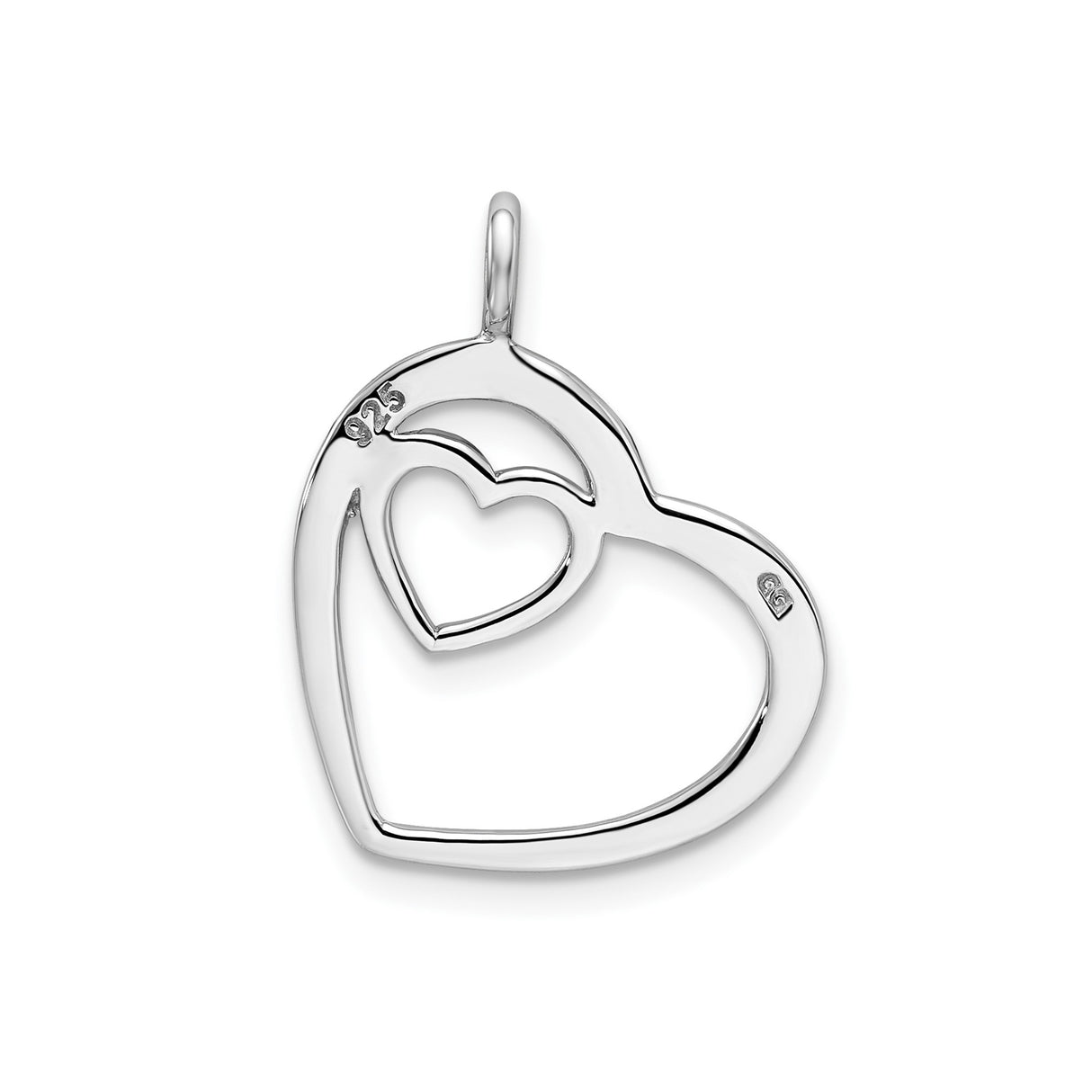 Sterling Silver Double Heart Pendant with Open and Inner Heart Design