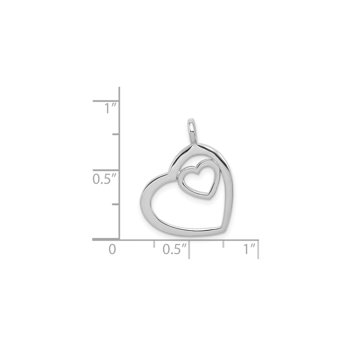 Sterling Silver Double Heart Pendant with Open and Inner Heart Design