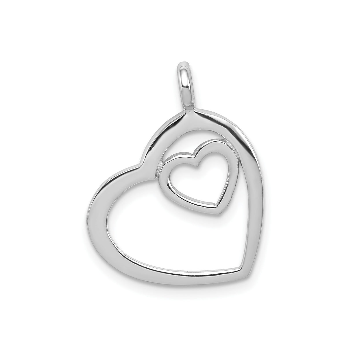 Sterling Silver Double Heart Pendant with Open and Inner Heart Design