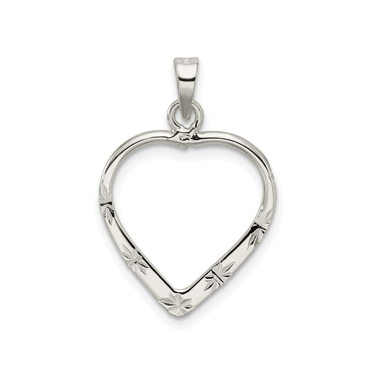 Sterling Silver Heart Pendant with Starburst Accent, Minimalist Jewelry for Women