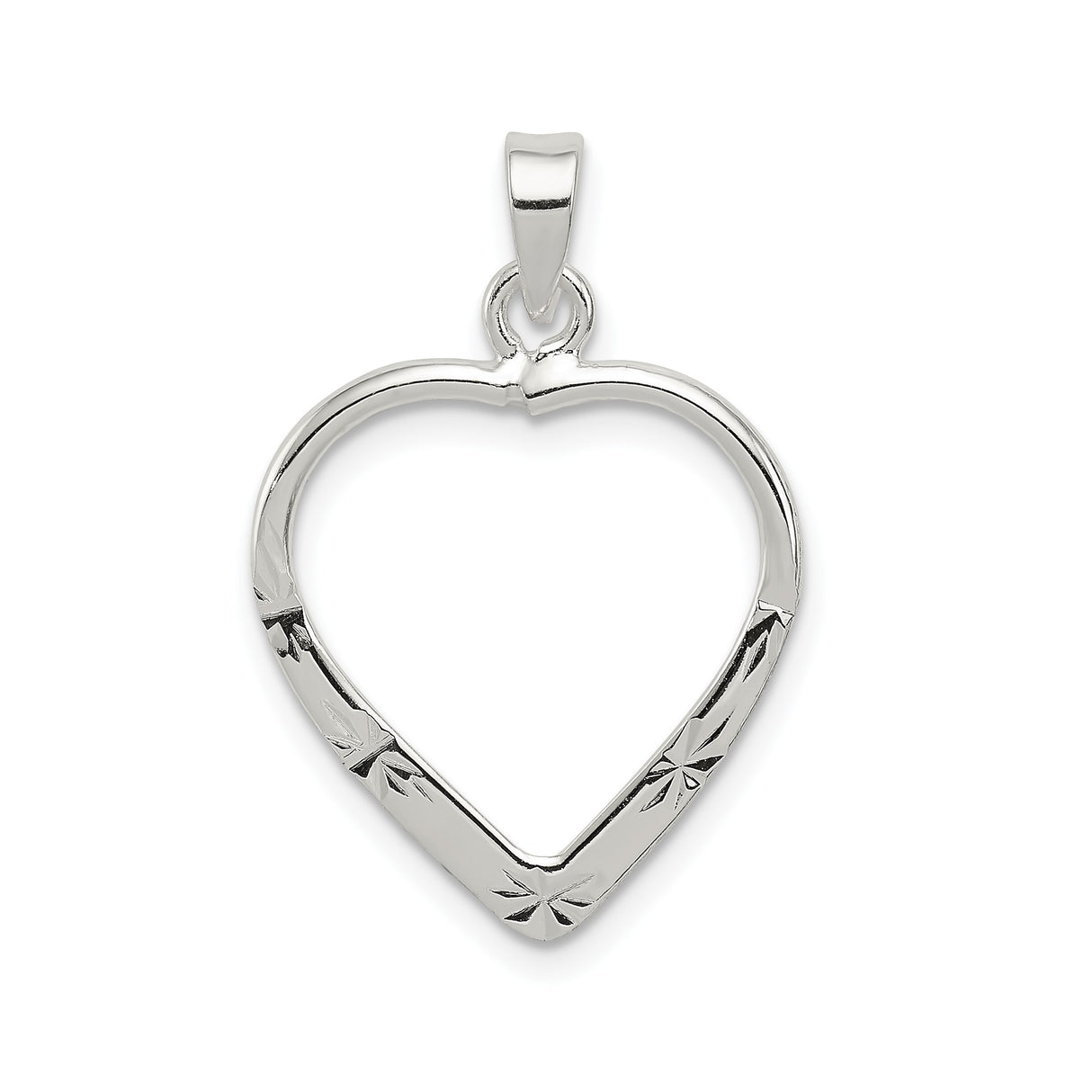 Sterling Silver Heart Pendant with Starburst Accent, Minimalist Jewelry for Women
