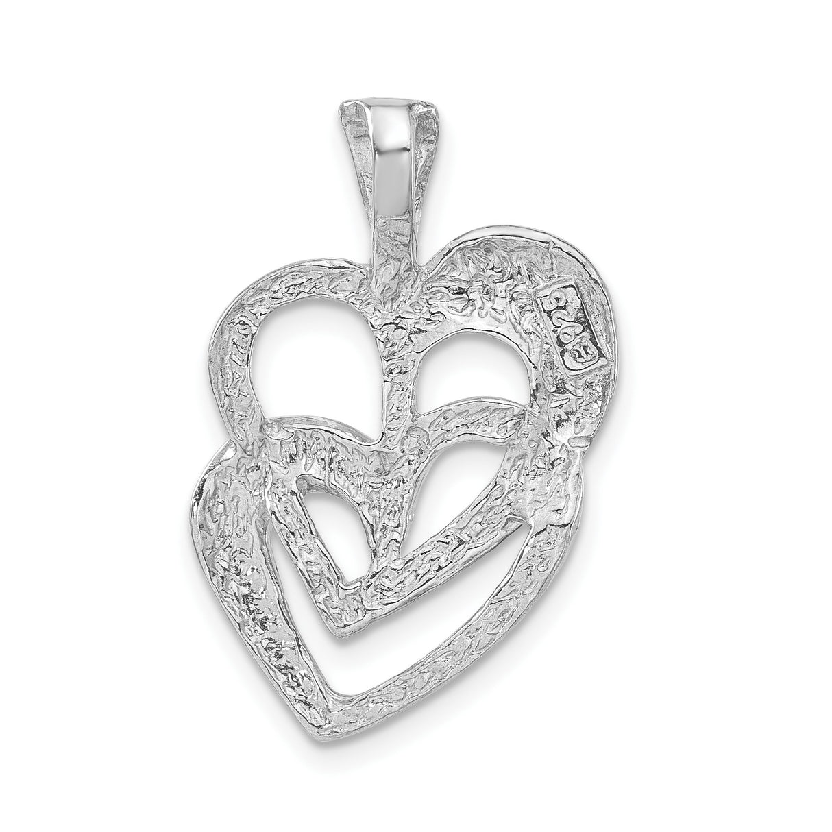Sterling Silver Heart Pendant with Three Interlocking Textured and Polished Hearts for Women