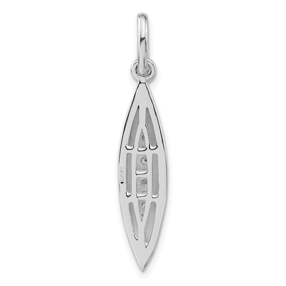Sterling Silver Ichthys Pendant with Cubic Zirconia, Marquise Design, Christian Faith Jewelry