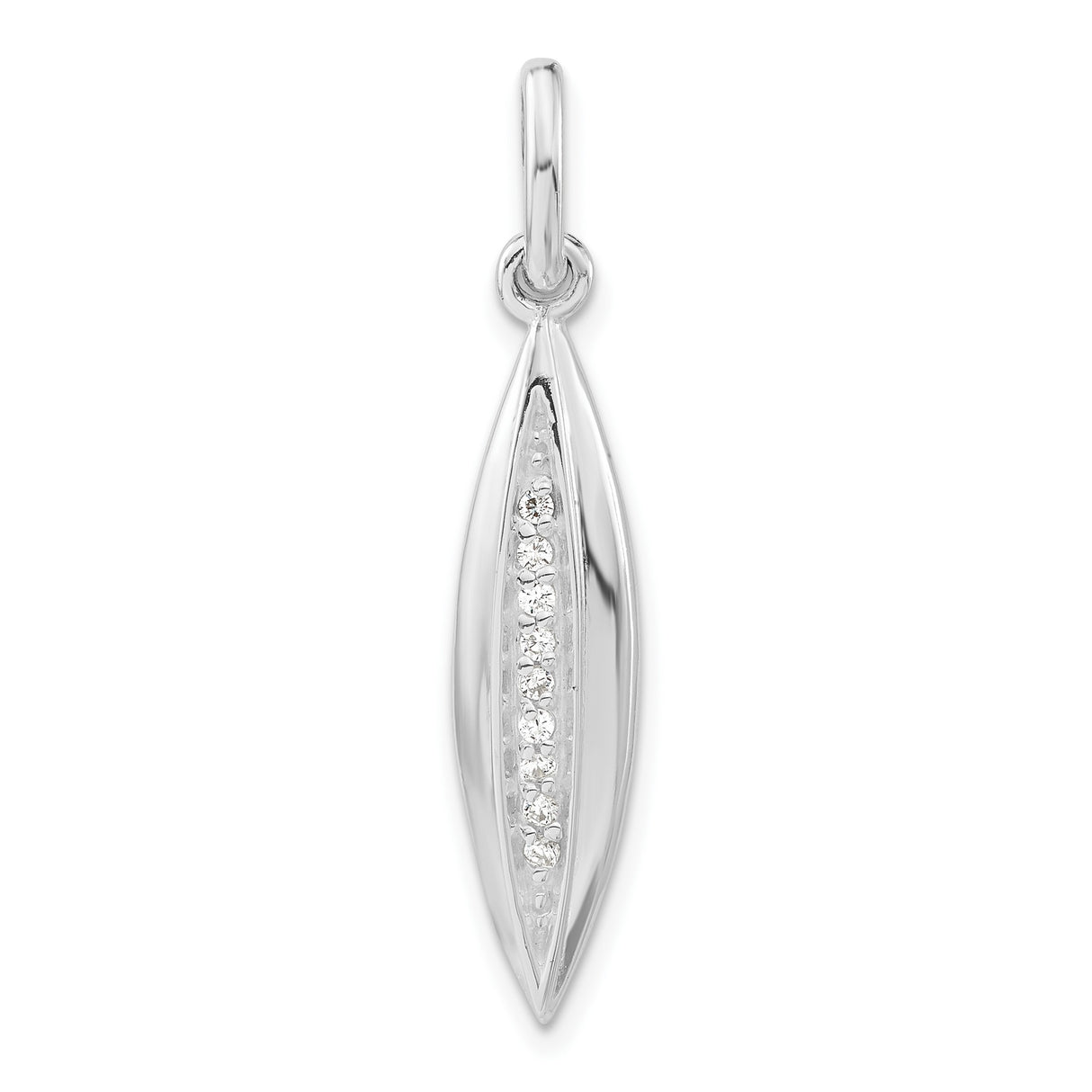 Sterling Silver Ichthys Pendant with Cubic Zirconia, Marquise Design, Christian Faith Jewelry