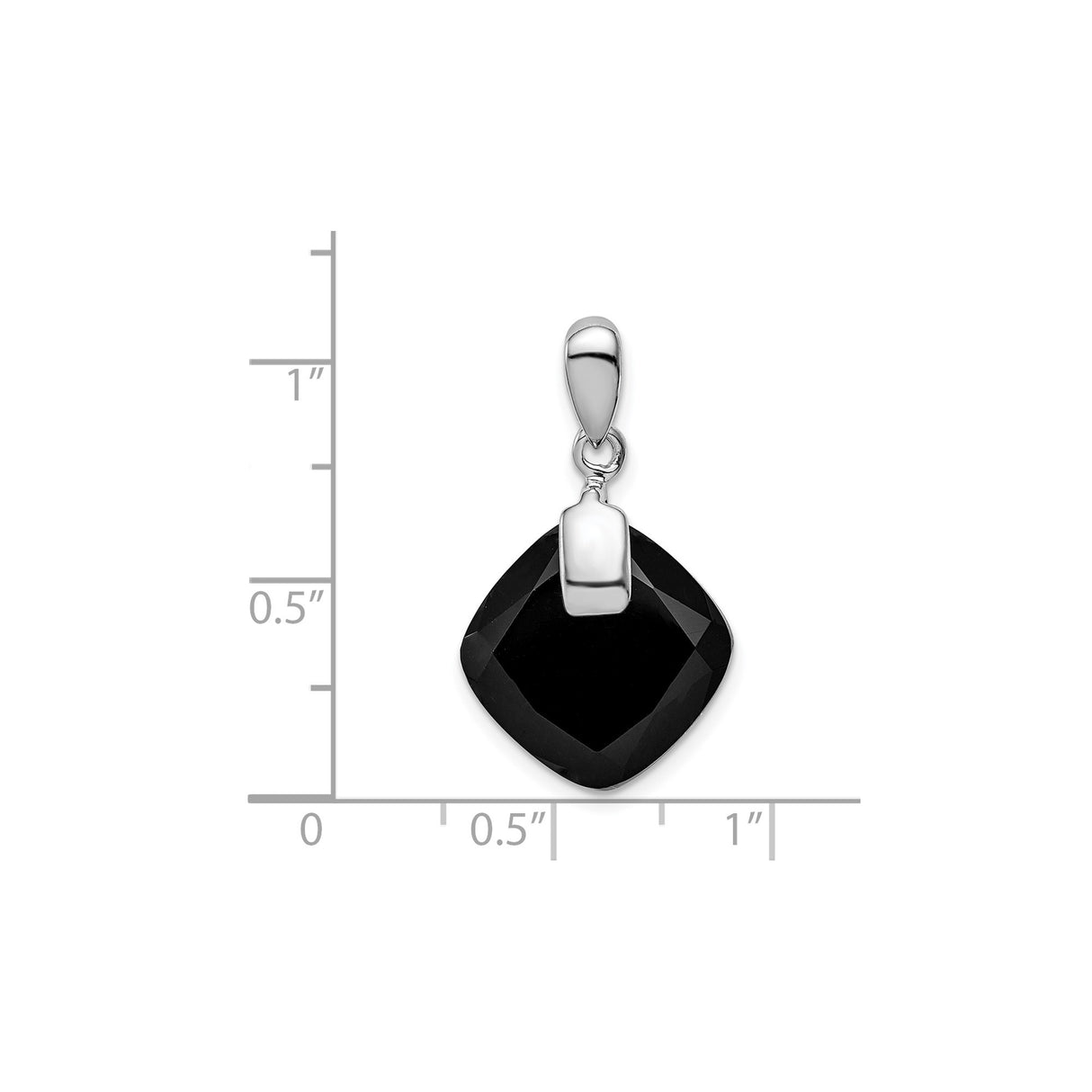 Sterling Silver Cushion Pendant with Faceted Black Agate, Modern Minimalist Jewelry for Women
